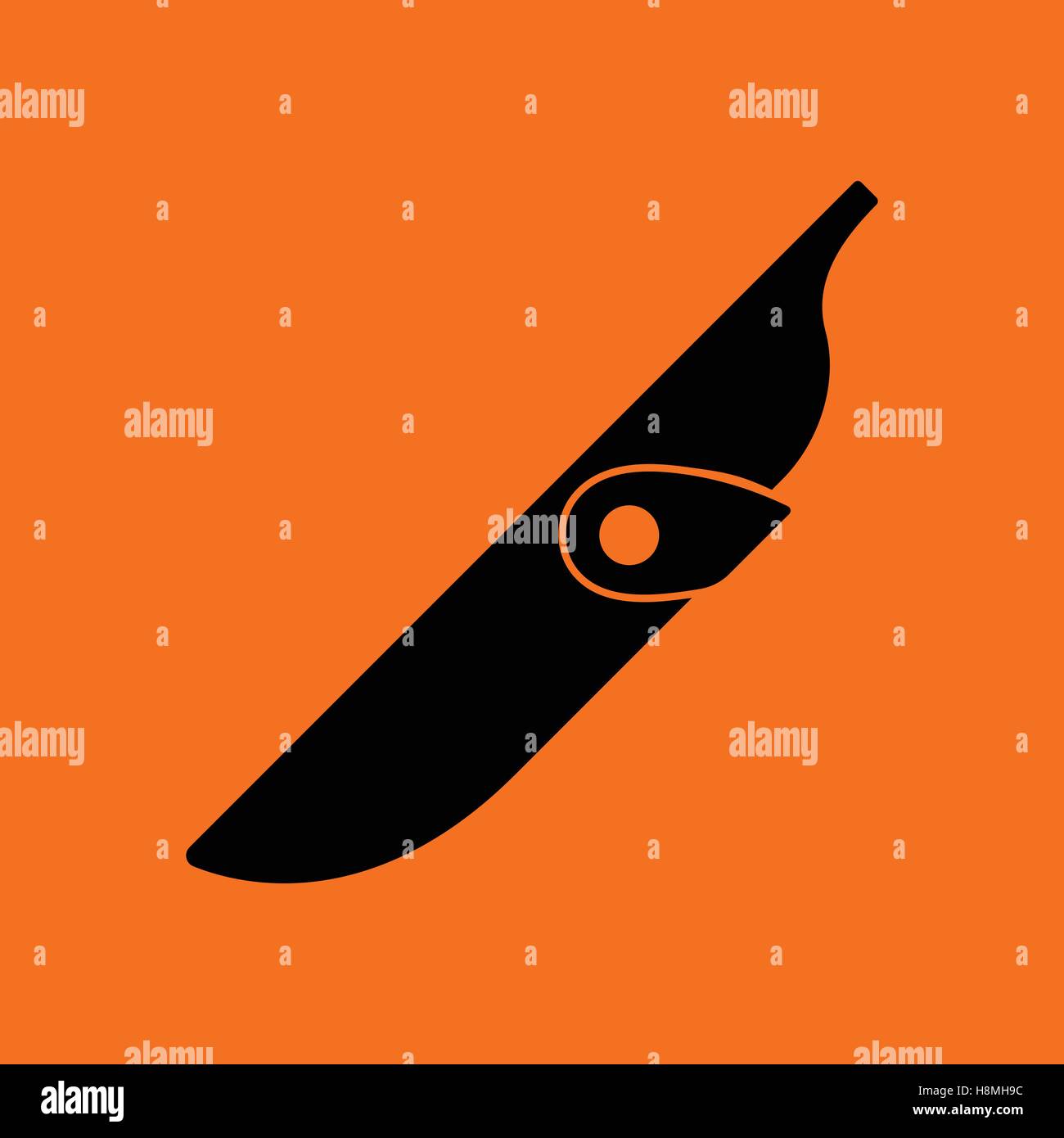 Knife scabbard icon. Orange background with black. Vector illustration. Stock Vector