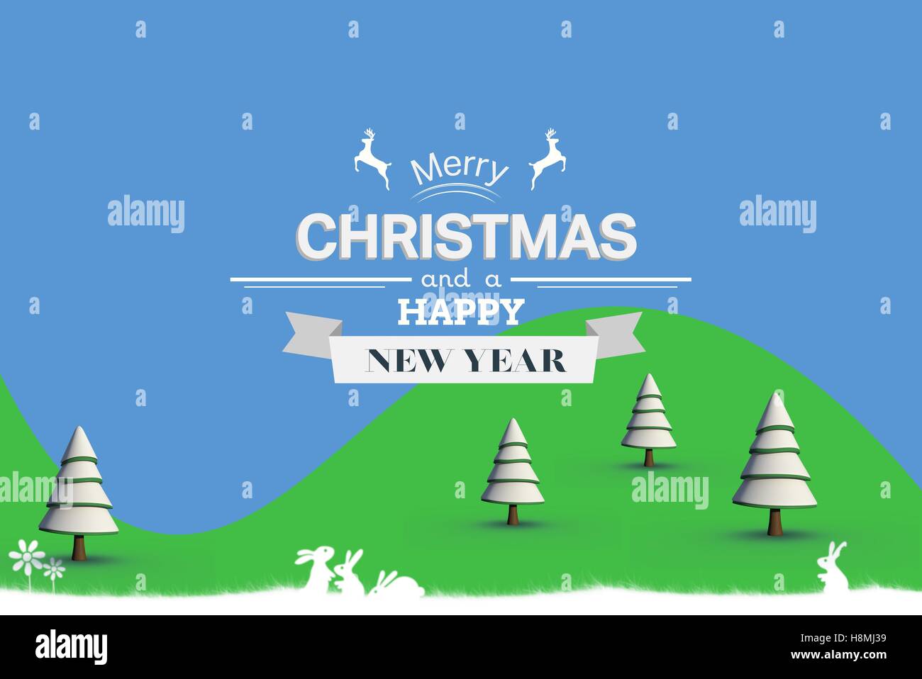 Christmas Message on Valley Design Stock Photo