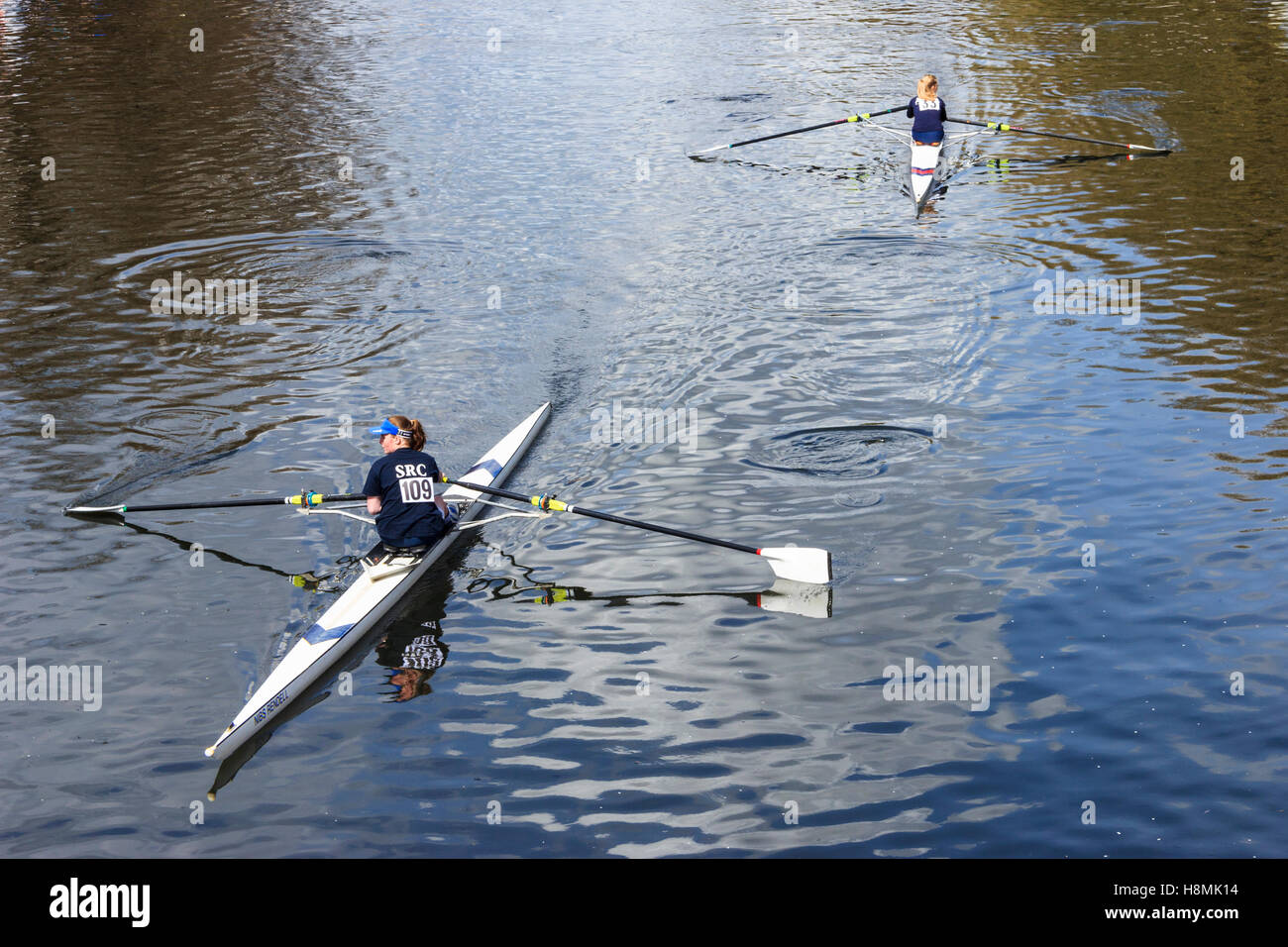 Rowing event at Lea Rowing Club, River Lea, Upper Clapton, London, UK, April 2012 Stock Photo