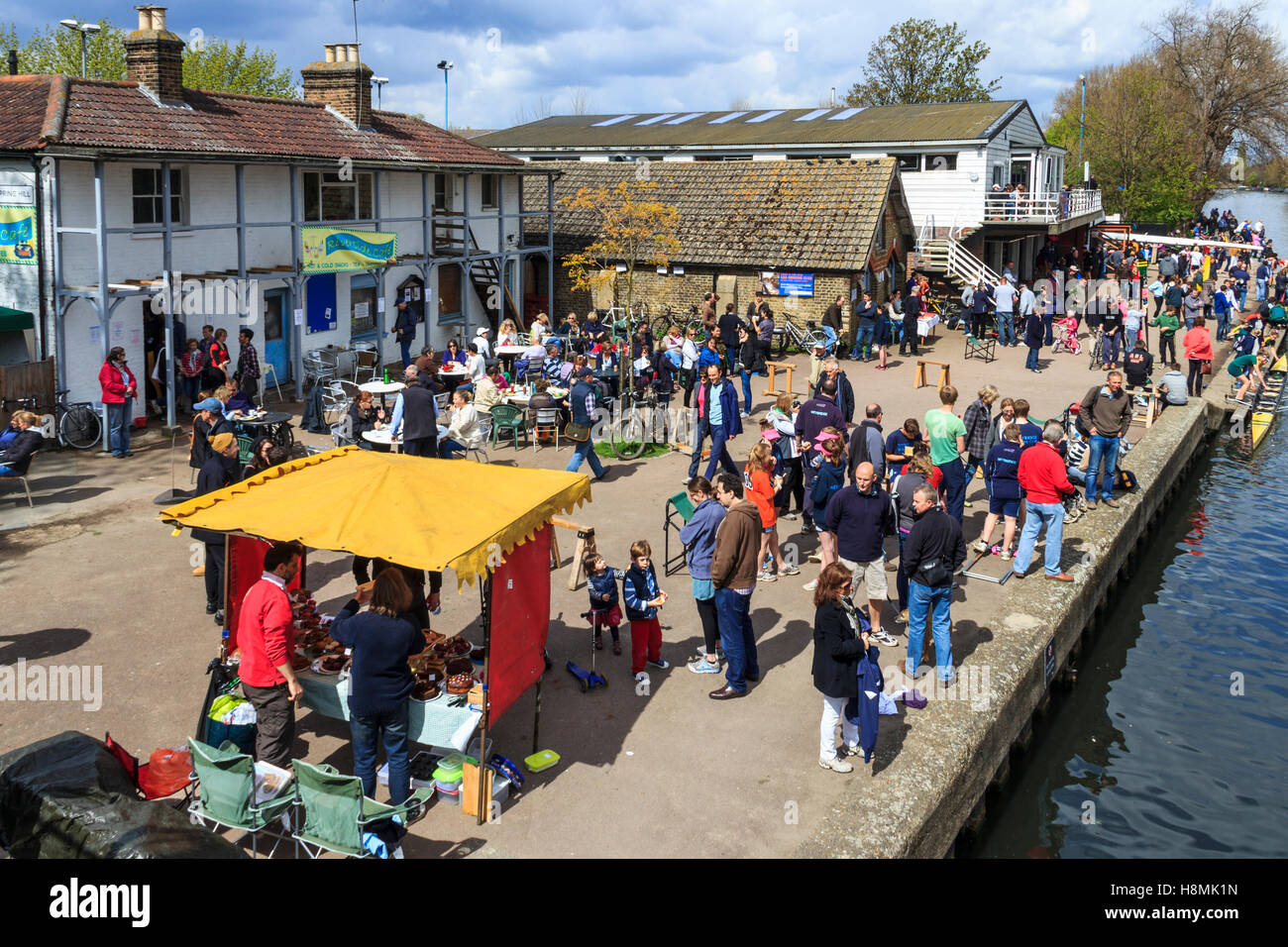 Rowing event at Lea Rowing Club, River Lea, Upper Clapton, London, April 2012 Stock Photo