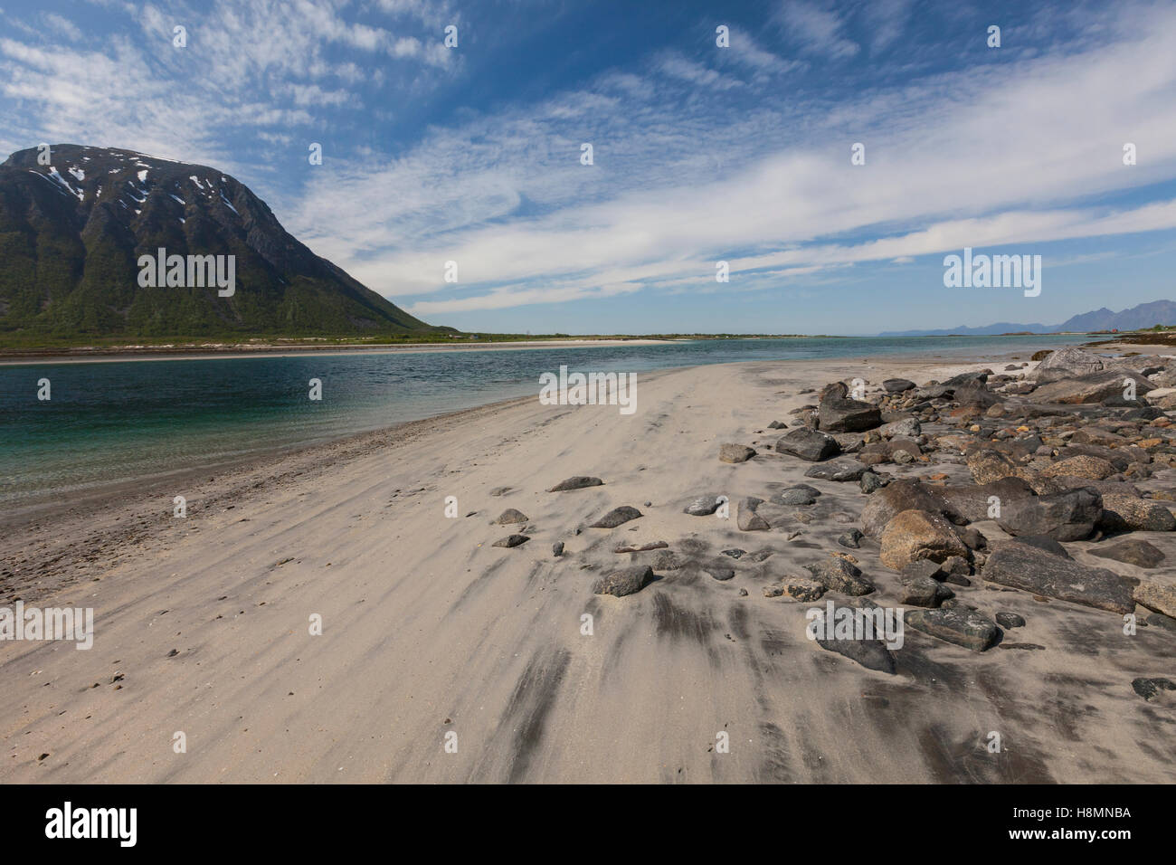 Grunnfor Fjord and causeway, Lofoten Islands, Norway Stock Photo - Alamy