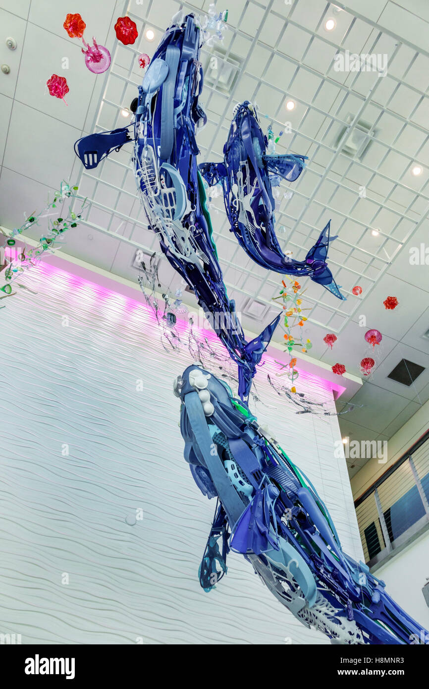 Florida Port Canaveral,Exploration Tower,inside interior,lobby,Embrace by Sakaya Ganz,sculpture,FL161025079 Stock Photo