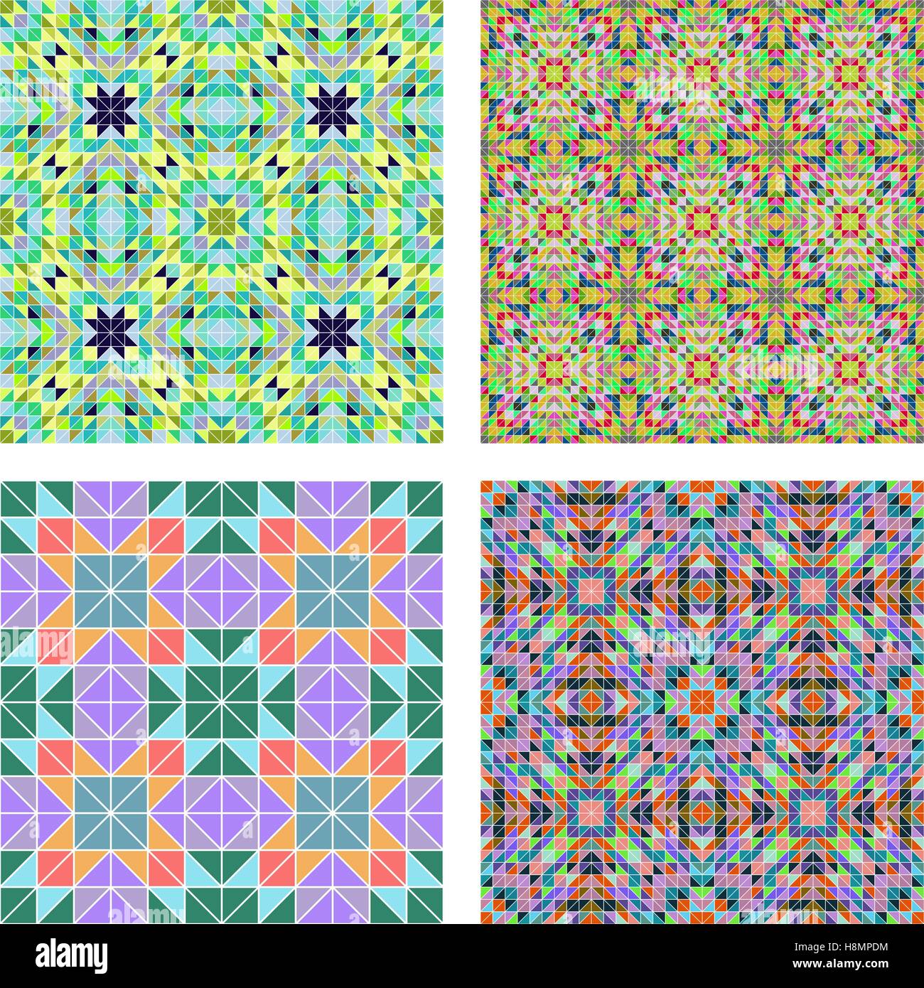 Colorful seamless mosaic pattern background set Stock Vector Image ...