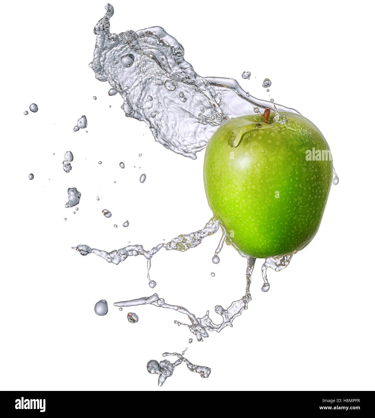 Water splash with apple isolated Stock Photo - Alamy