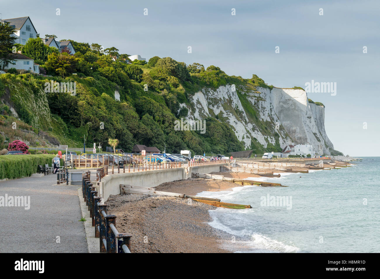 St Margaret's Bay on the Kent coast South East England the shortest swimming distance to France Stock Photo