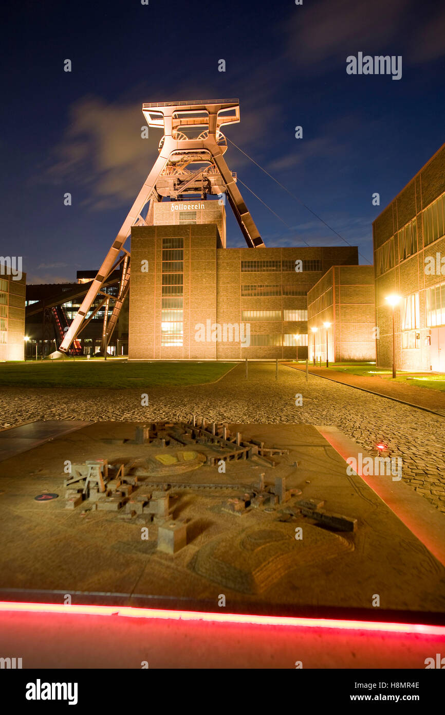 Germany,  Ruhr Area, Essen, industry monument Zeche Zollverein, shaft XII, shaft tower, model of the coal mine Zollverein. Stock Photo