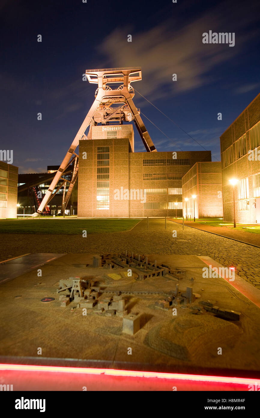Germany,  Ruhr Area, Essen, industry monument Zeche Zollverein, shaft XII, shaft tower, model of the coal mine Zollverein. Stock Photo