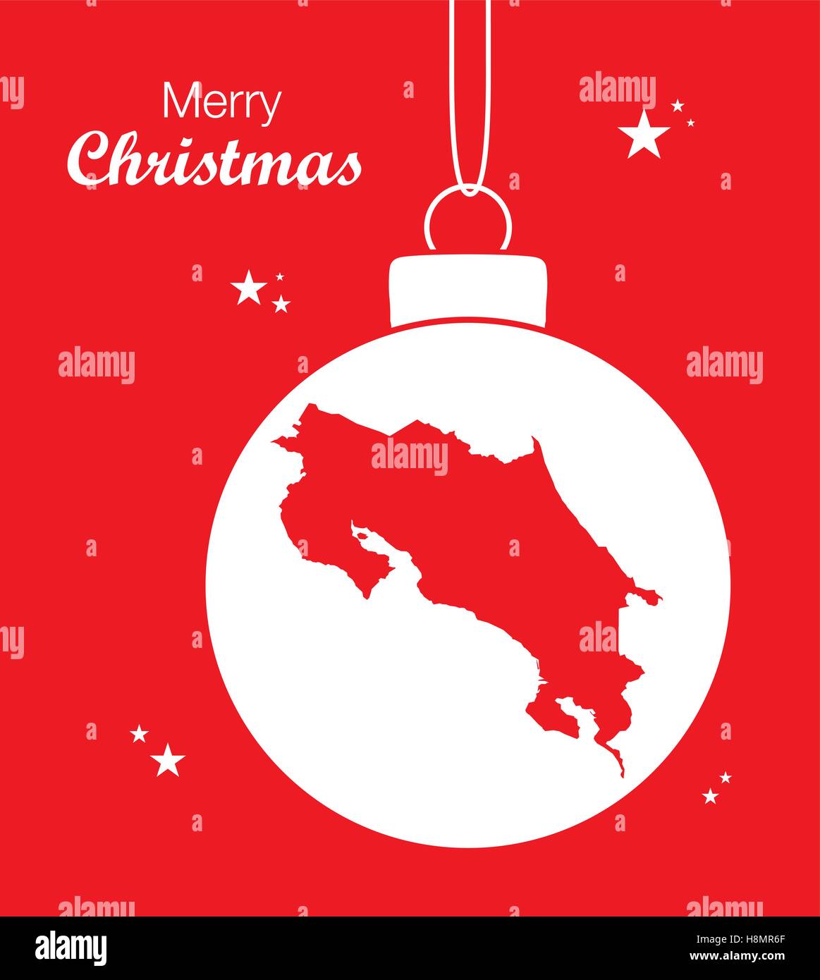Merry Christmas Map Costa Rica Stock Vector