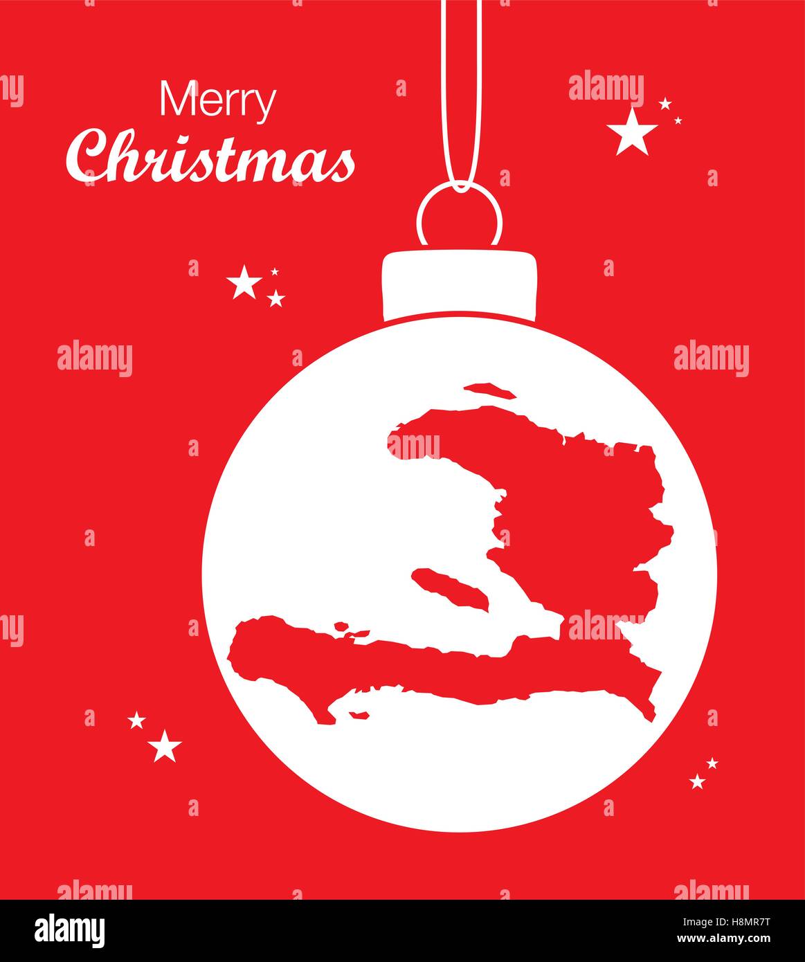 Merry Christmas Map Haiti Stock Vector