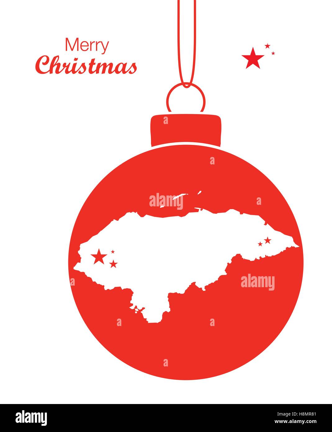 Merry Christmas Map Honduras Stock Vector