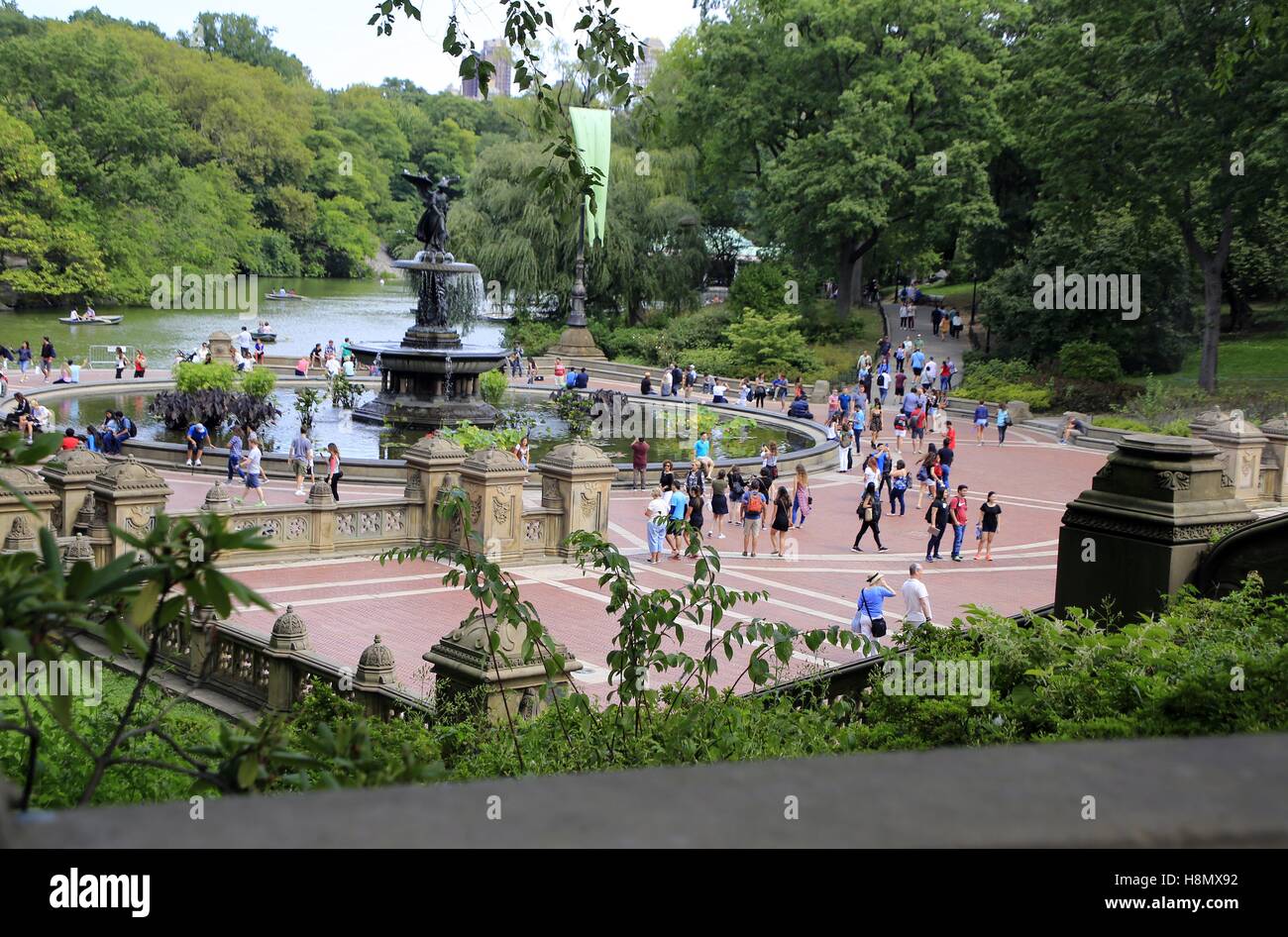 The Lake with the Bethesda Terrace and the Bethesda Fountain at Stock ...