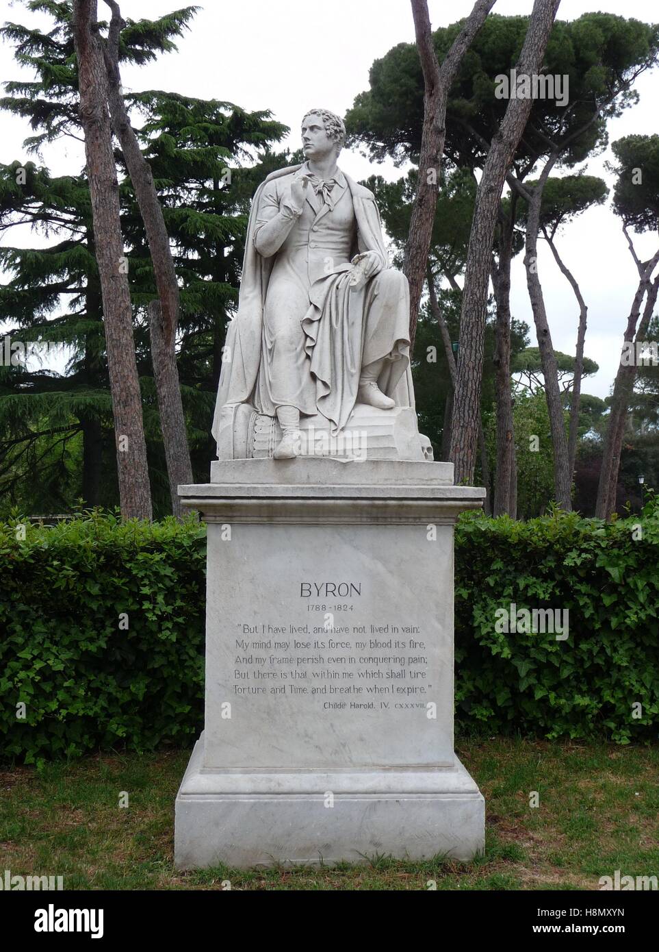 Lord Byron Rome Statue of Lord Byron in the Villa Borghese Gardens in Rome, Italy ...