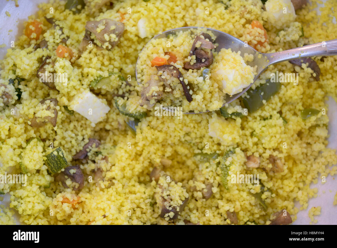 couscous with saffron and differents variety of vegetables Stock Photo Alamy