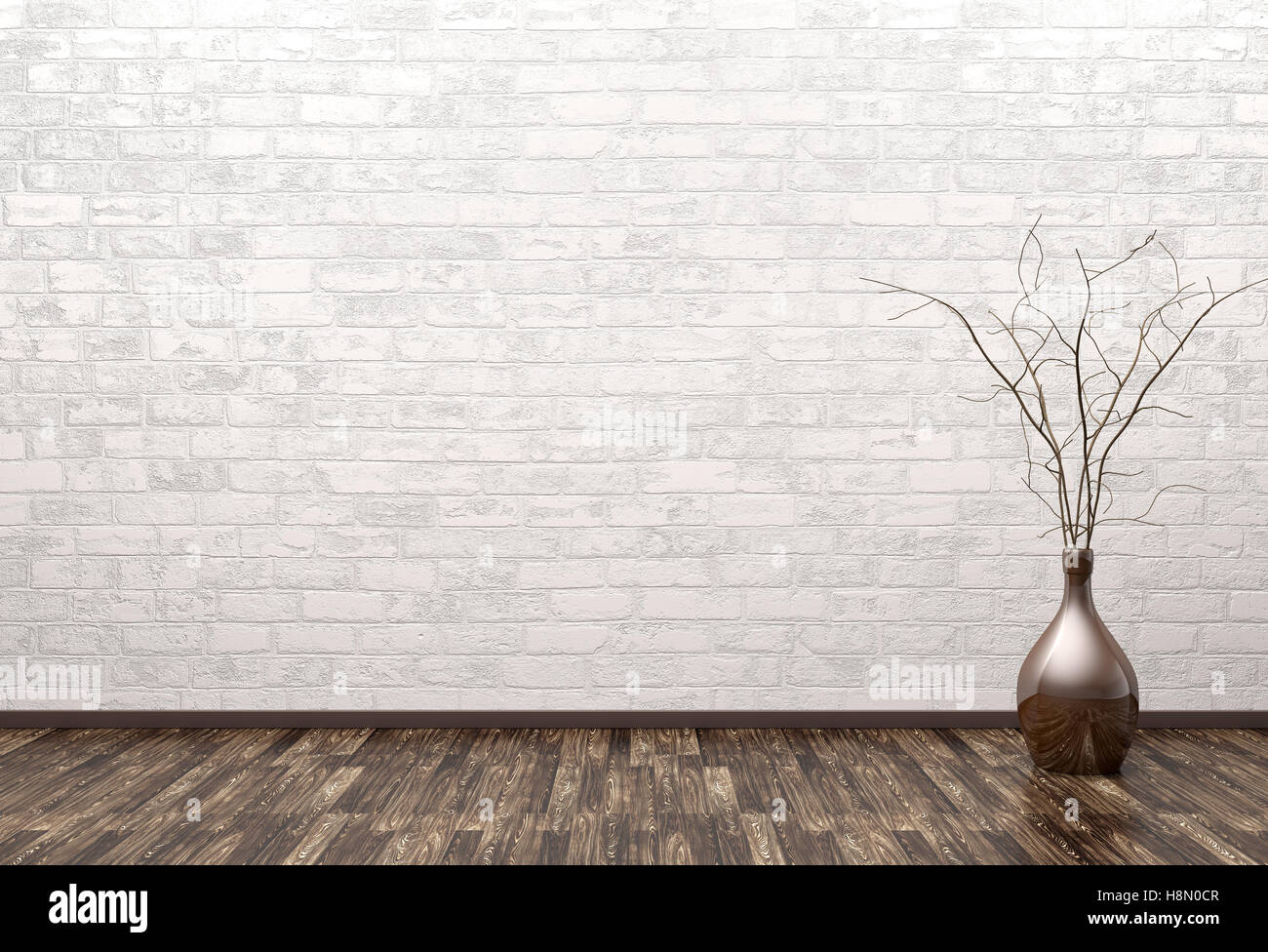 Empty interior of room with vase over brick wall background 3d rendering  Stock Photo - Alamy