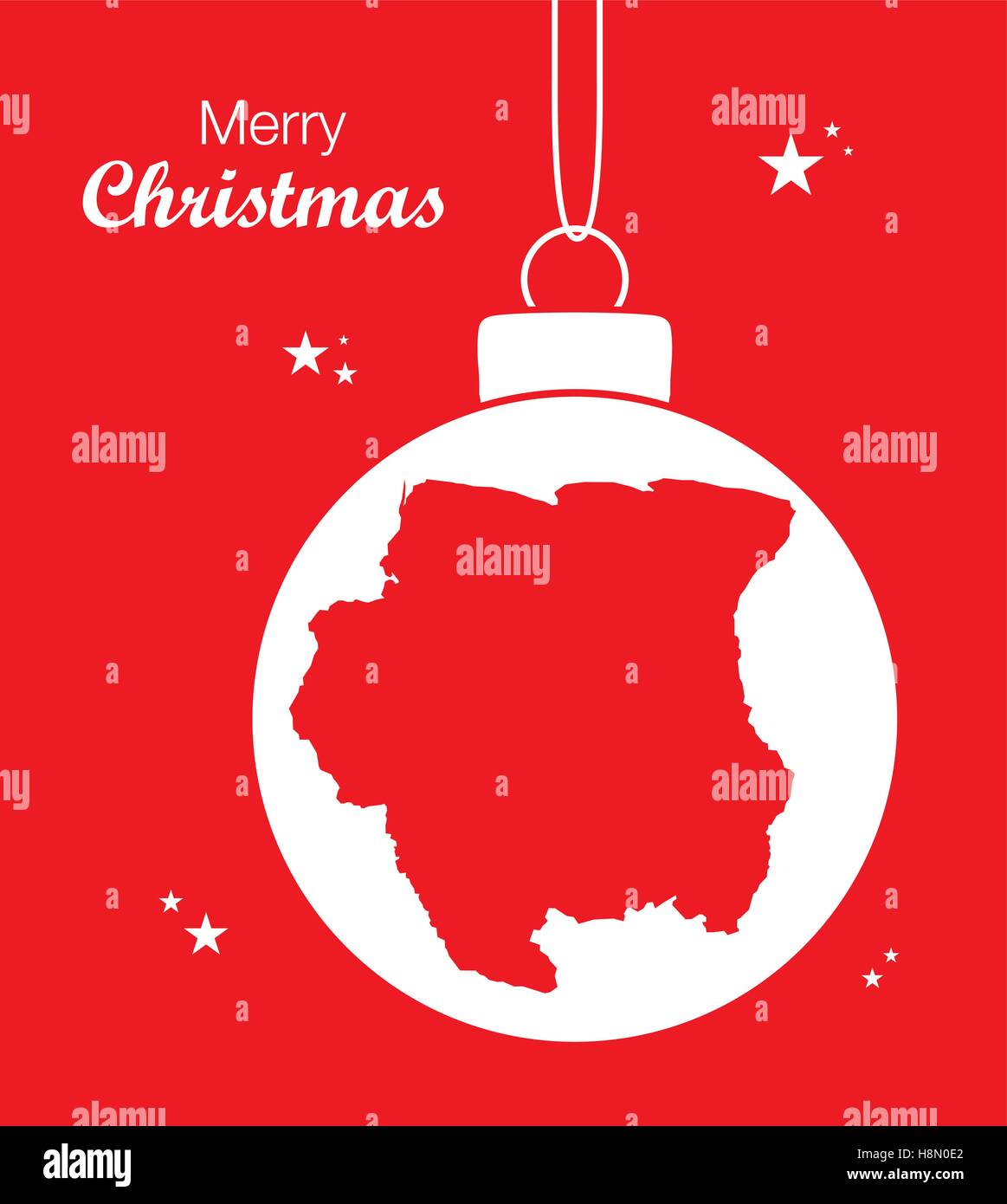 Merry Christmas Map Suriname Stock Vector