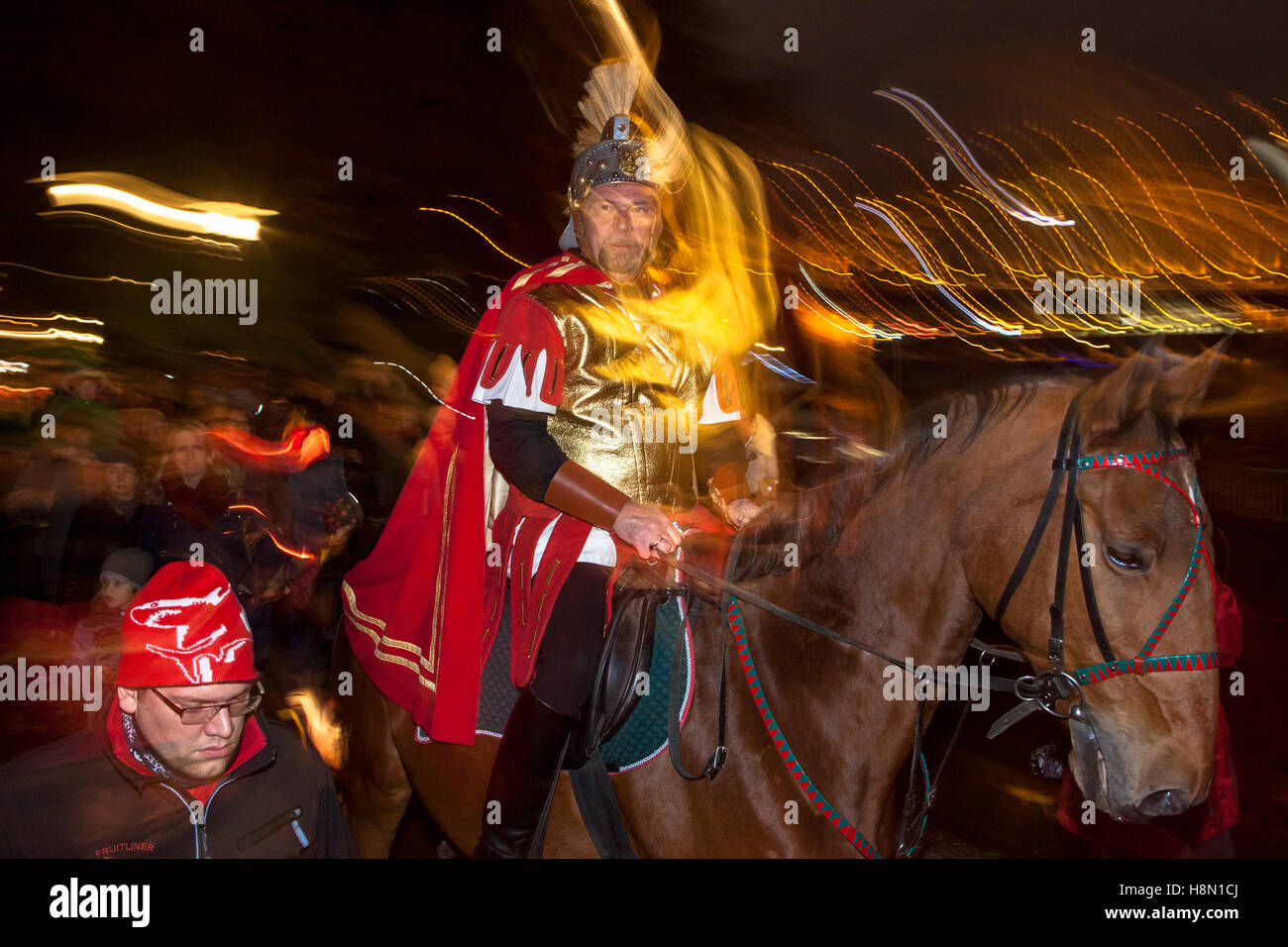 Europe, Germany, North Rhine-Westphalia, Cologne, the St. Martin's procession, St. Martin on his horse. Stock Photo