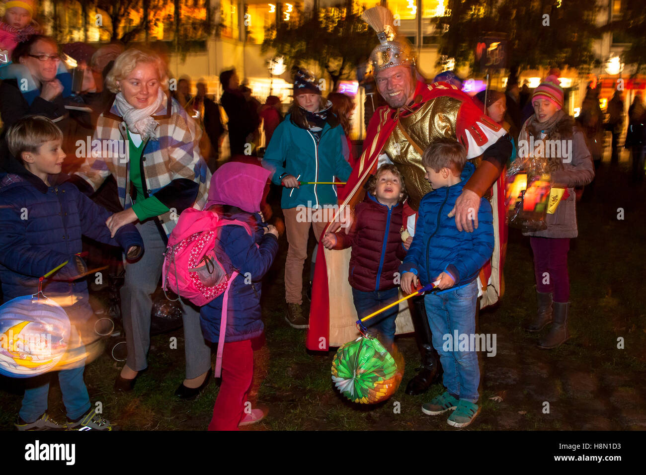 Germany, Cologne, the St. Martin's procession, St. Martin with children. Stock Photo