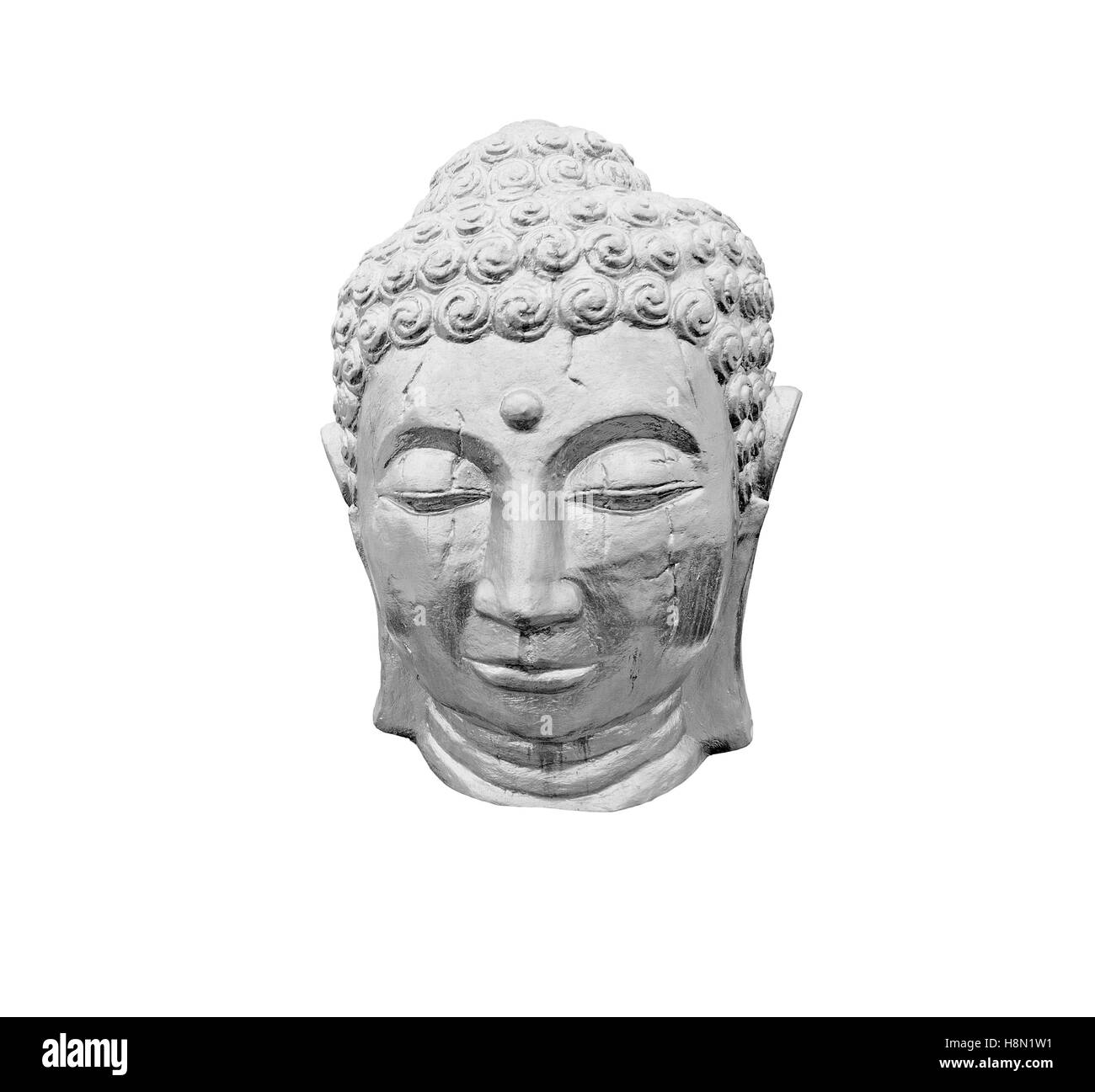 Silver Buddha head isolated on white Stock Photo Alamy