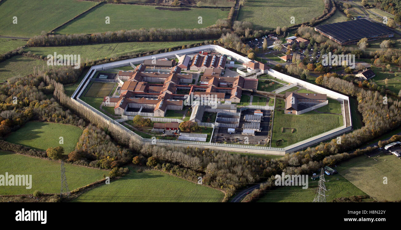 aerial view of HMP Bullingdon Prison near Bicester, Oxfordshire, UK Stock Photo