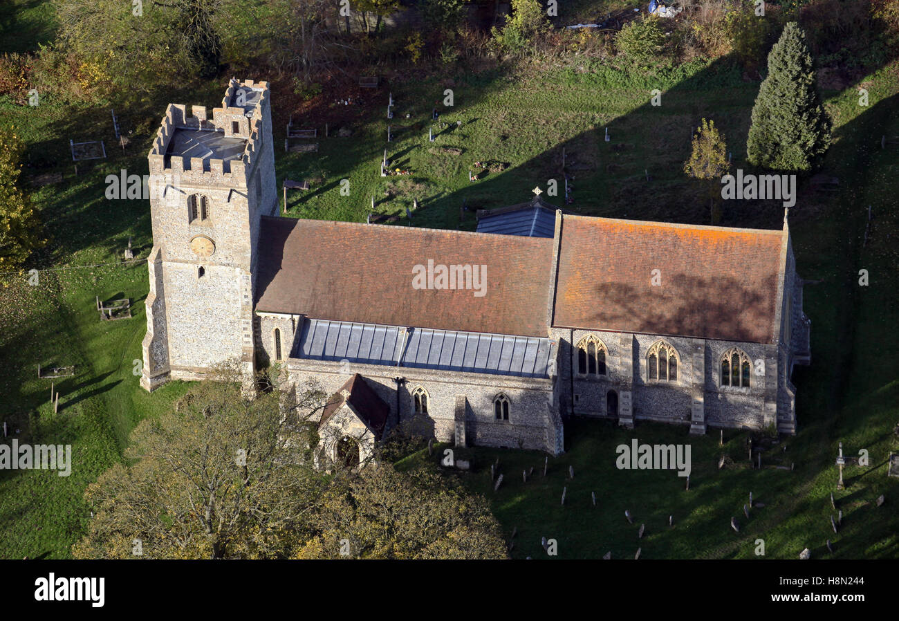 aerial view of  St Leonards Church, Watlington, Oxfordshire, UK Stock Photo