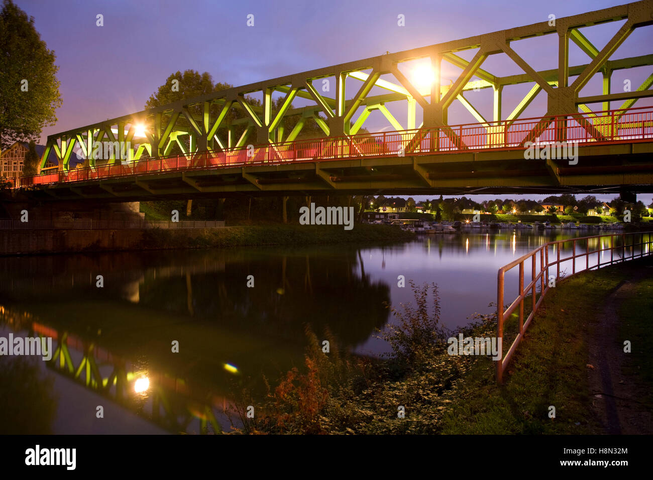 Germany,  Ruhr area, Waltrop, bridge across the Dortmund-Ems-Canal. Stock Photo