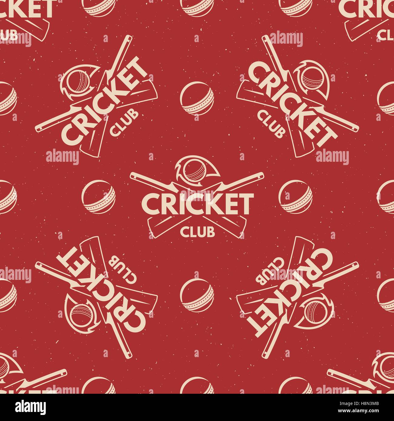 Sport pattern. Cricket retro background. Seamless pattern of cricket