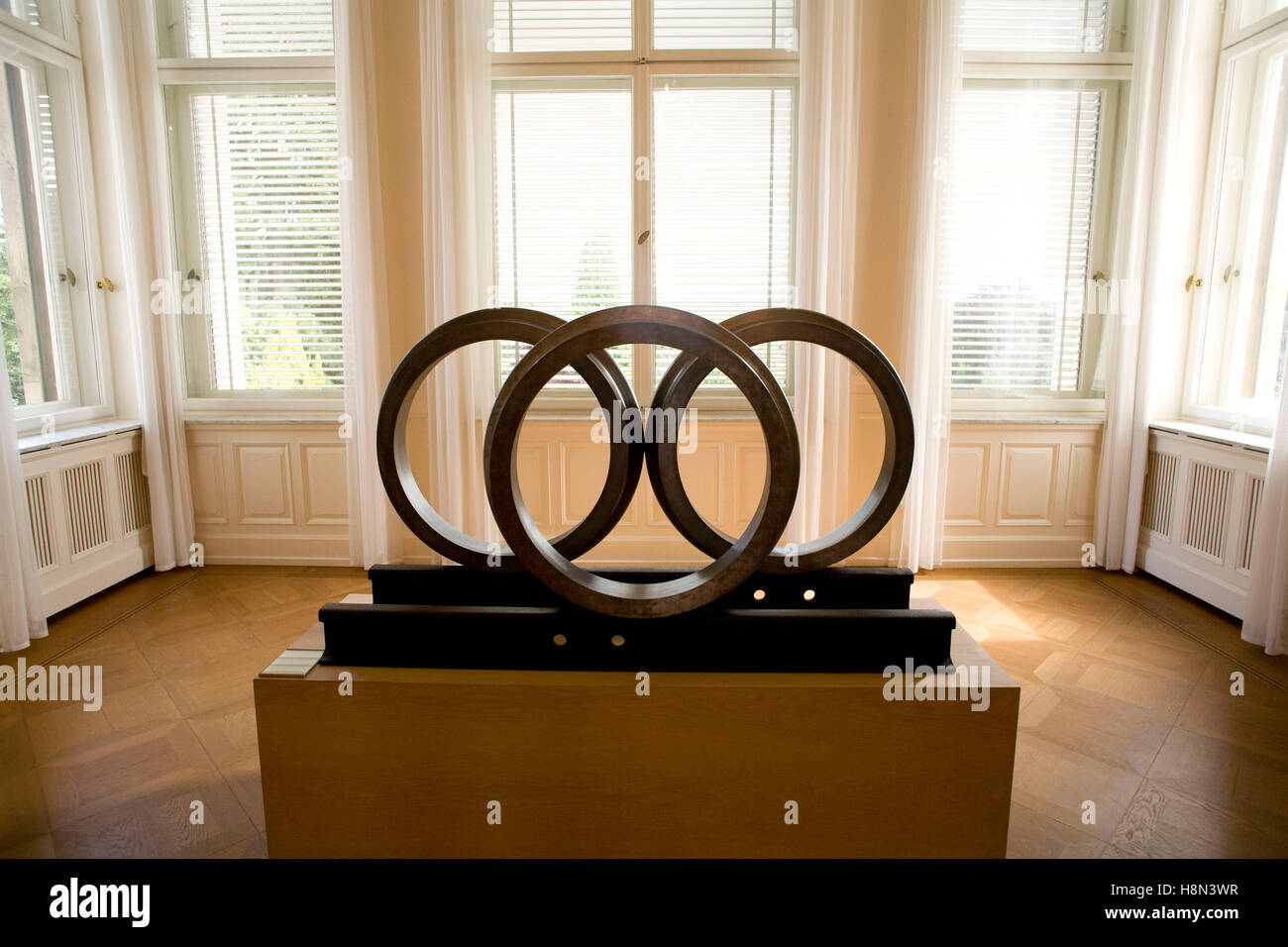 Germany,  Villa Huegel, former mansion of the industrialist family Krupp, Krupp Museum, three rings are the symbol for Krupp  Eu Stock Photo