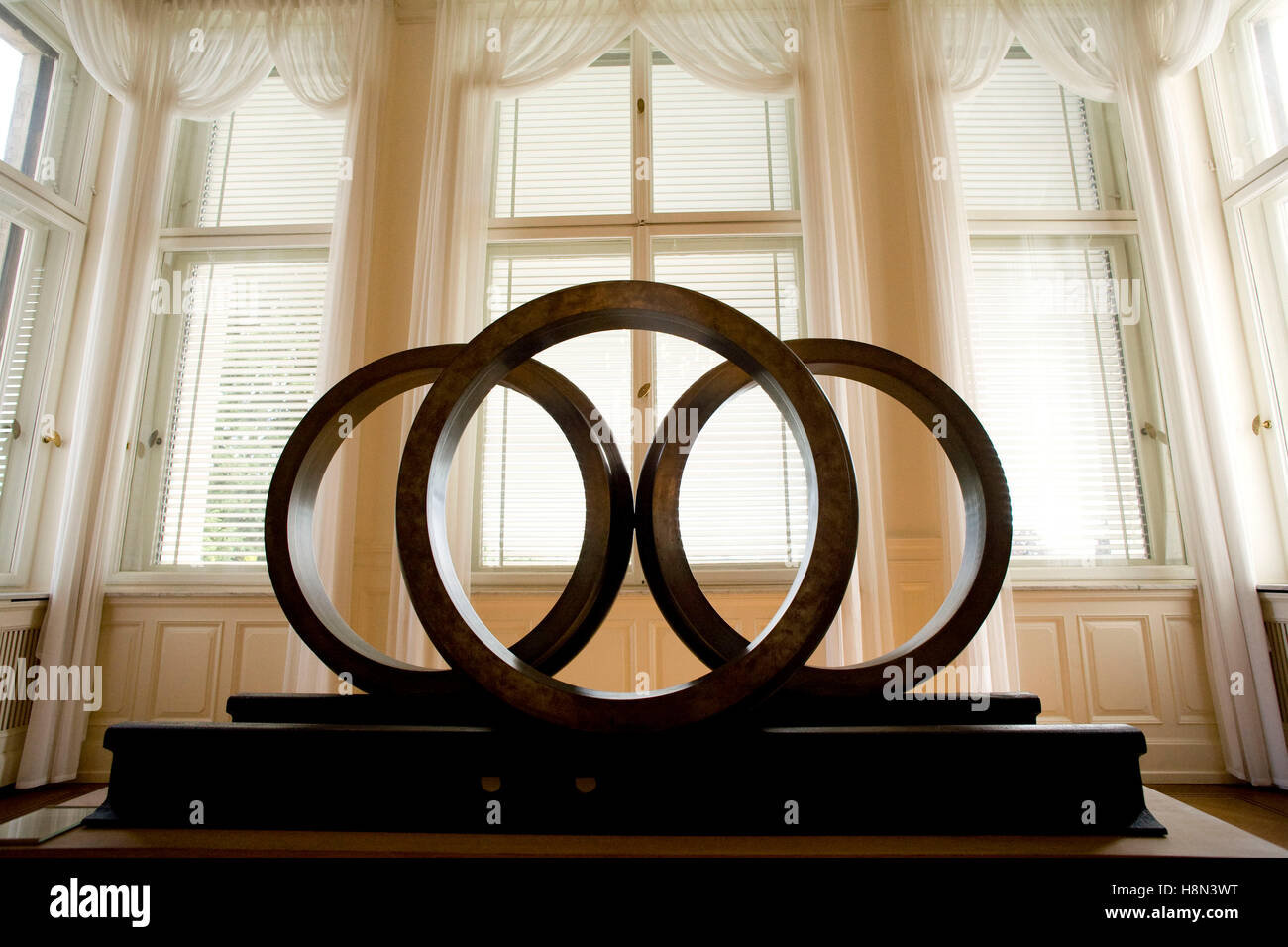 Germany,  Villa Huegel, former mansion of the industrialist family Krupp, Krupp Museum, three rings are the symbol for Krupp  Eu Stock Photo