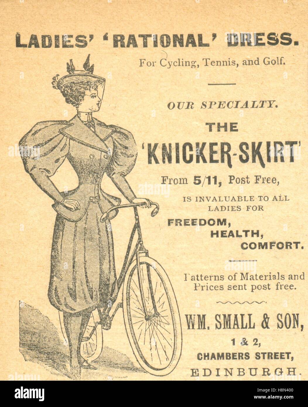 Advertisement for Ladies' 'rational' dress titled the 'Knicker ...