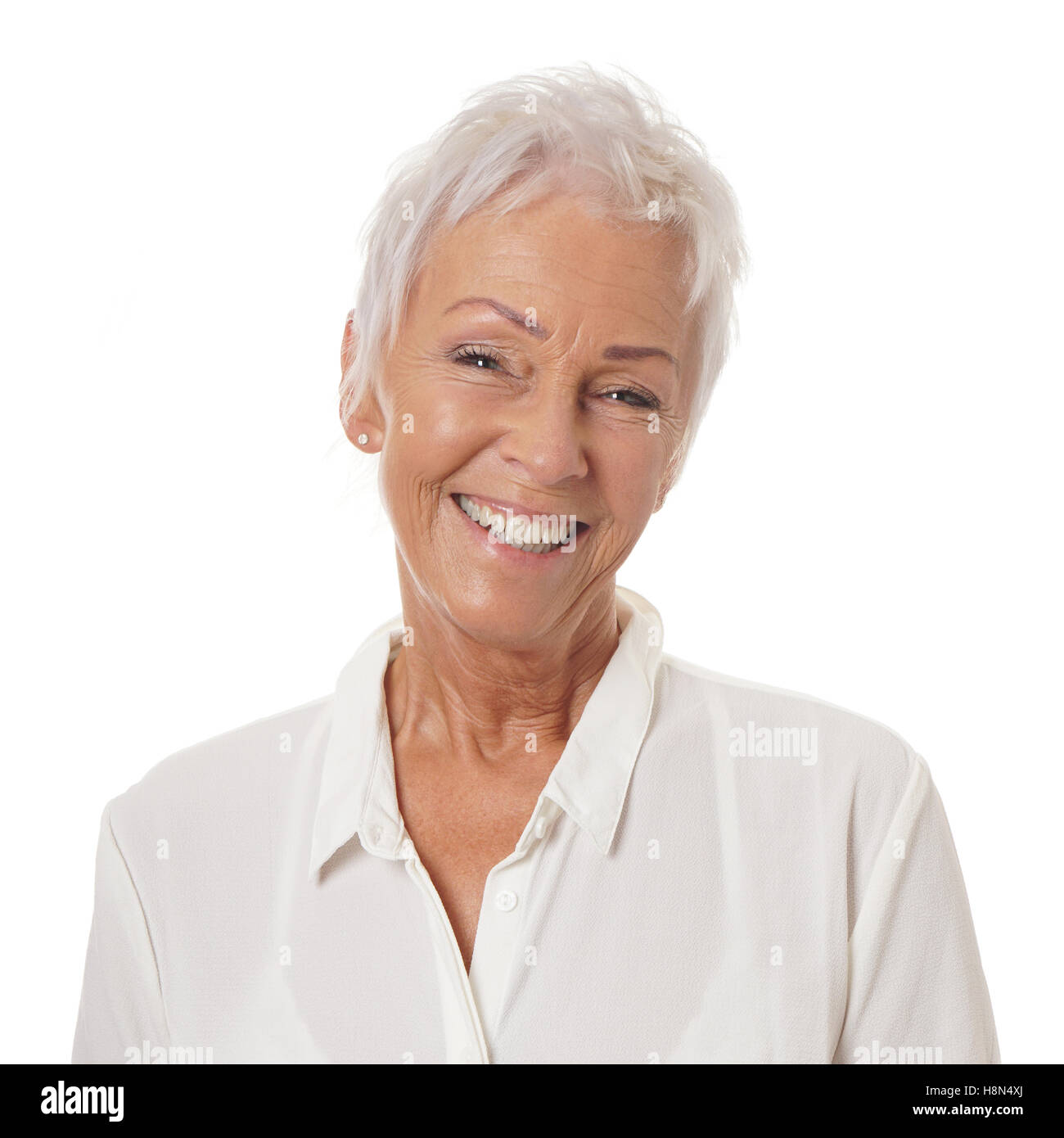 happy older lady in her sixties Stock Photo
