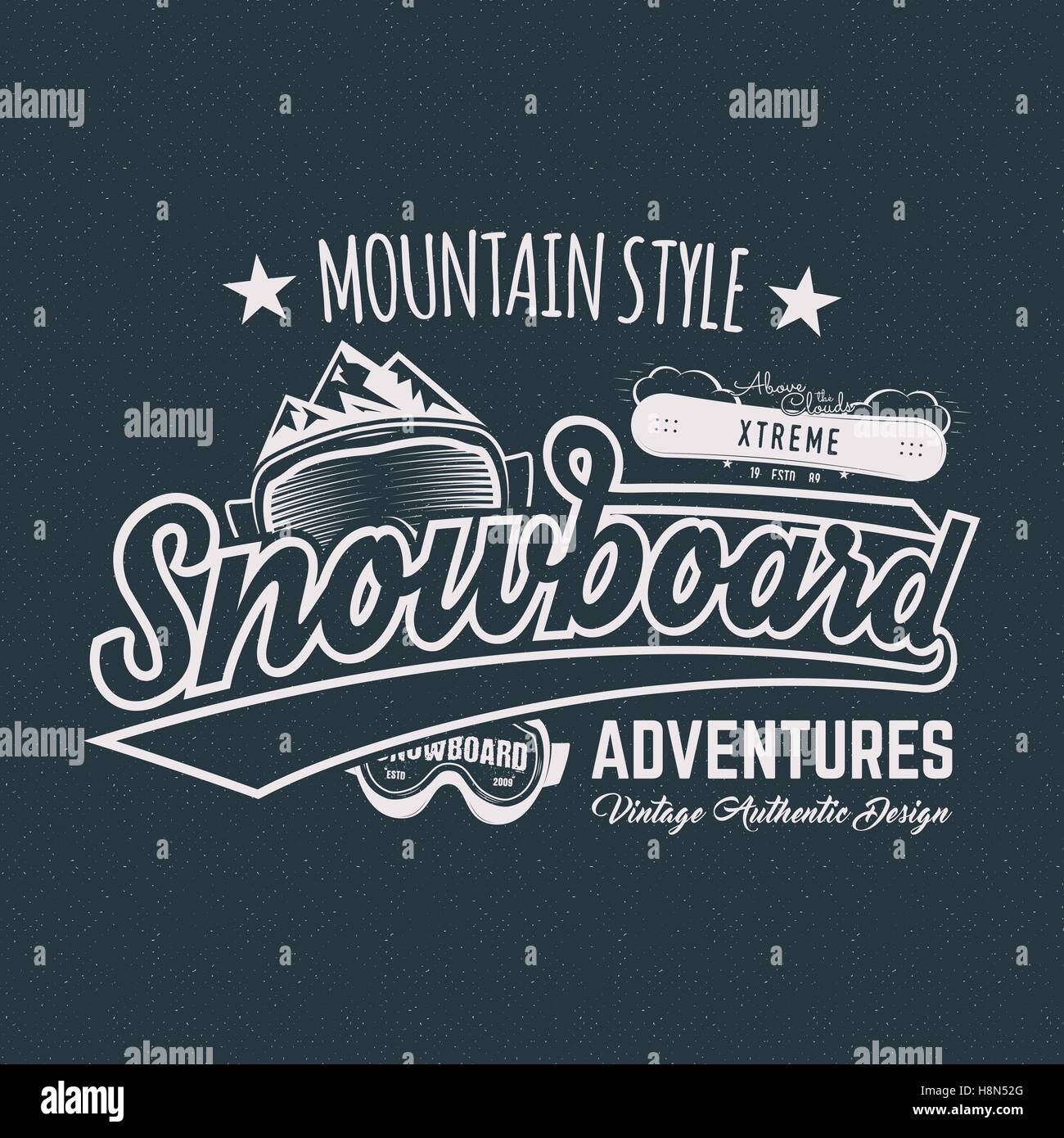 Winter snowboard sports label, t shirt. Vintage mountain style shirt ...