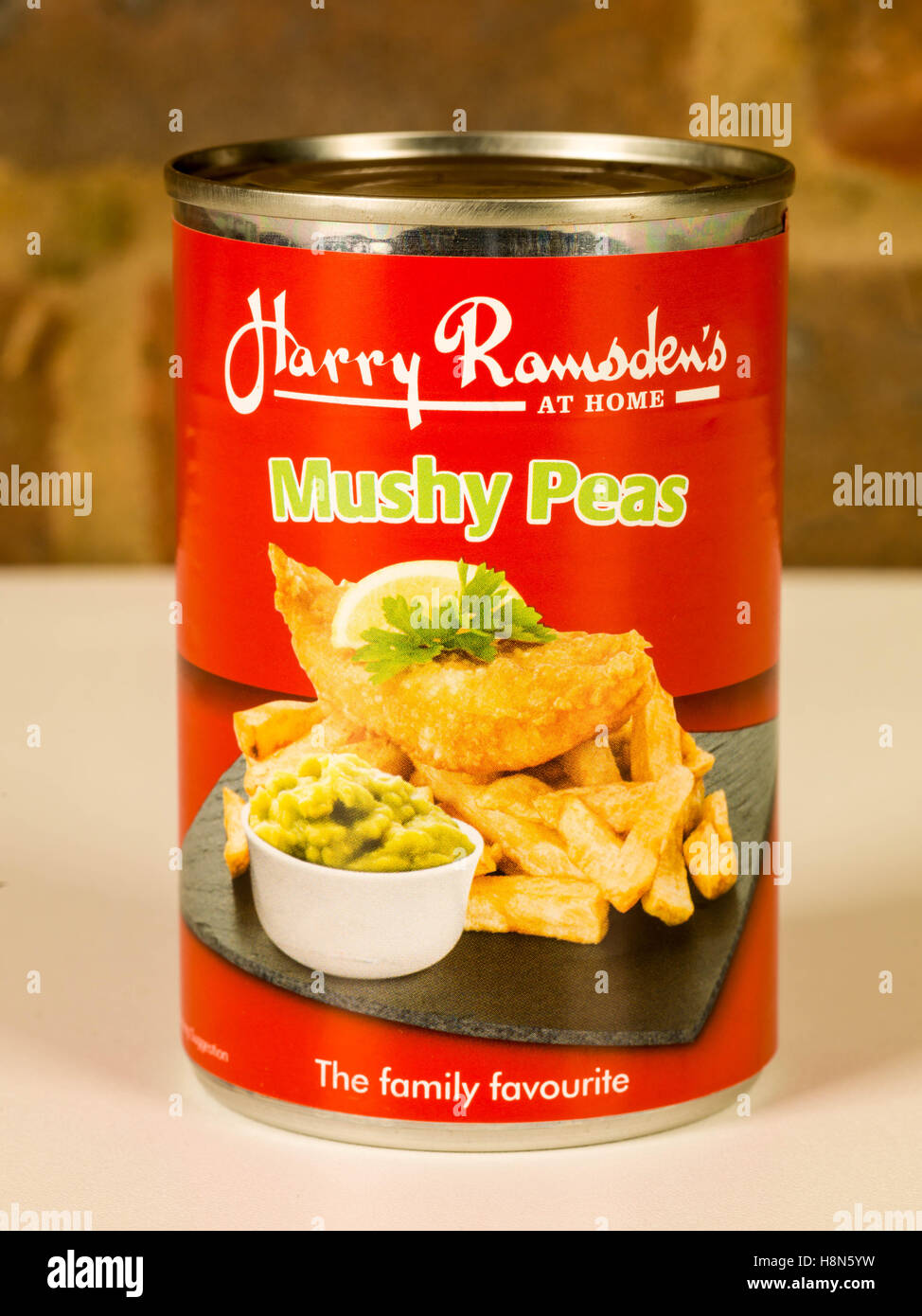 Tin or Can of Harry Ramsden's Mushy Peas Stock Photo