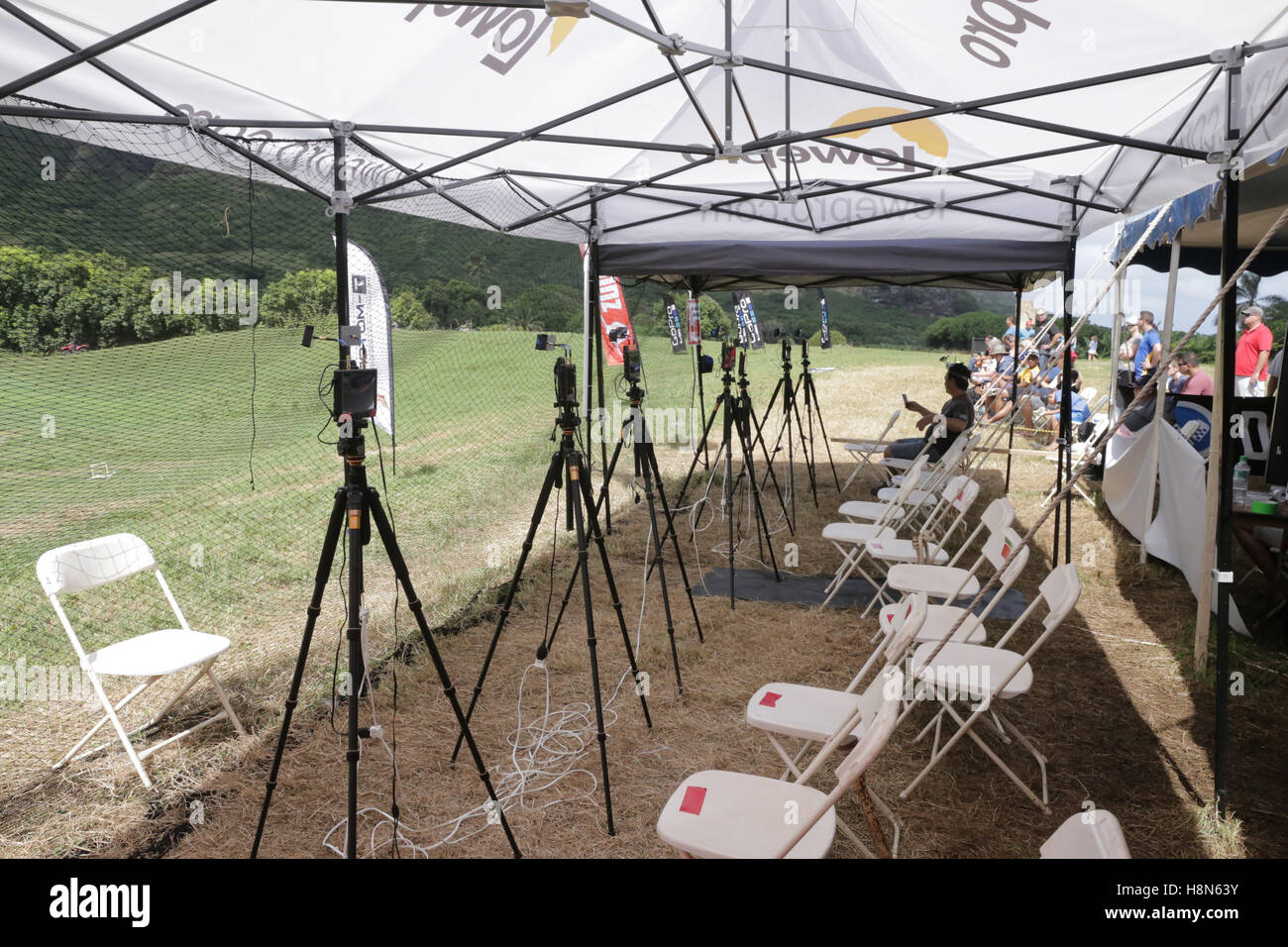 Drone Worlds 2016.  Drone racing competition, 2016.  Held on Koaloa ranch, O'hau island, Hawaii.  Pictured: The flightline Stock Photo