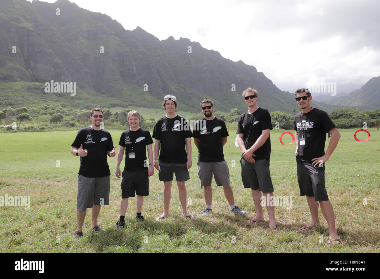 Drone Worlds 2016.  Drone racing competition, 2016.  Held on Koaloa ranch, O'hau island, Hawaii.  Pictured: Team New Zealand Stock Photo