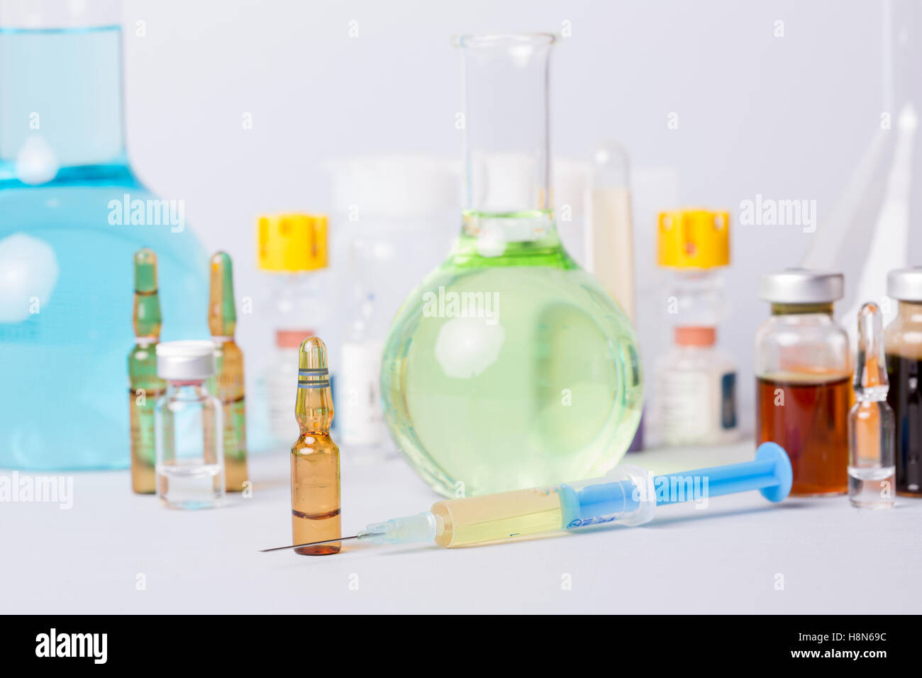 syringes with ampules of drugs Stock Photo Alamy