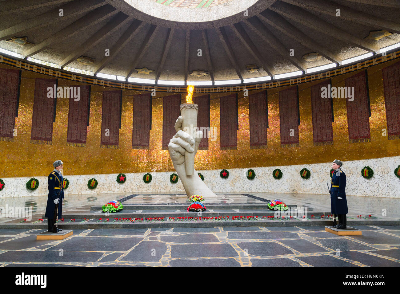 Volgograd, Russia - November 2.2016. eternal flame in Hall of Military Glory on Mamayev Kurgan, Stock Photo
