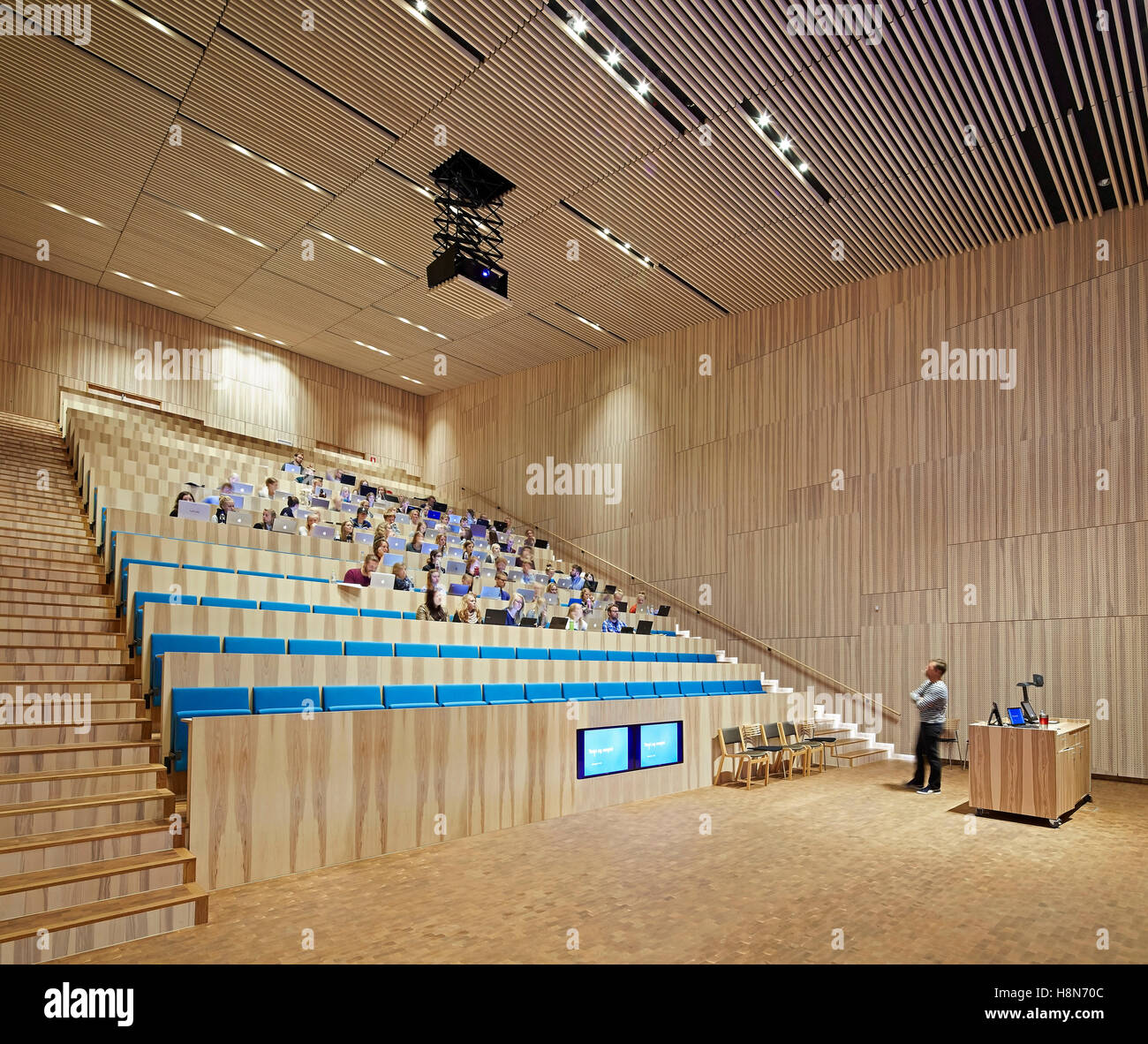 Auditorium. Moesgaard Museum, Aarhus, Denmark. Architect: Henning Larsen, 2015. Stock Photo