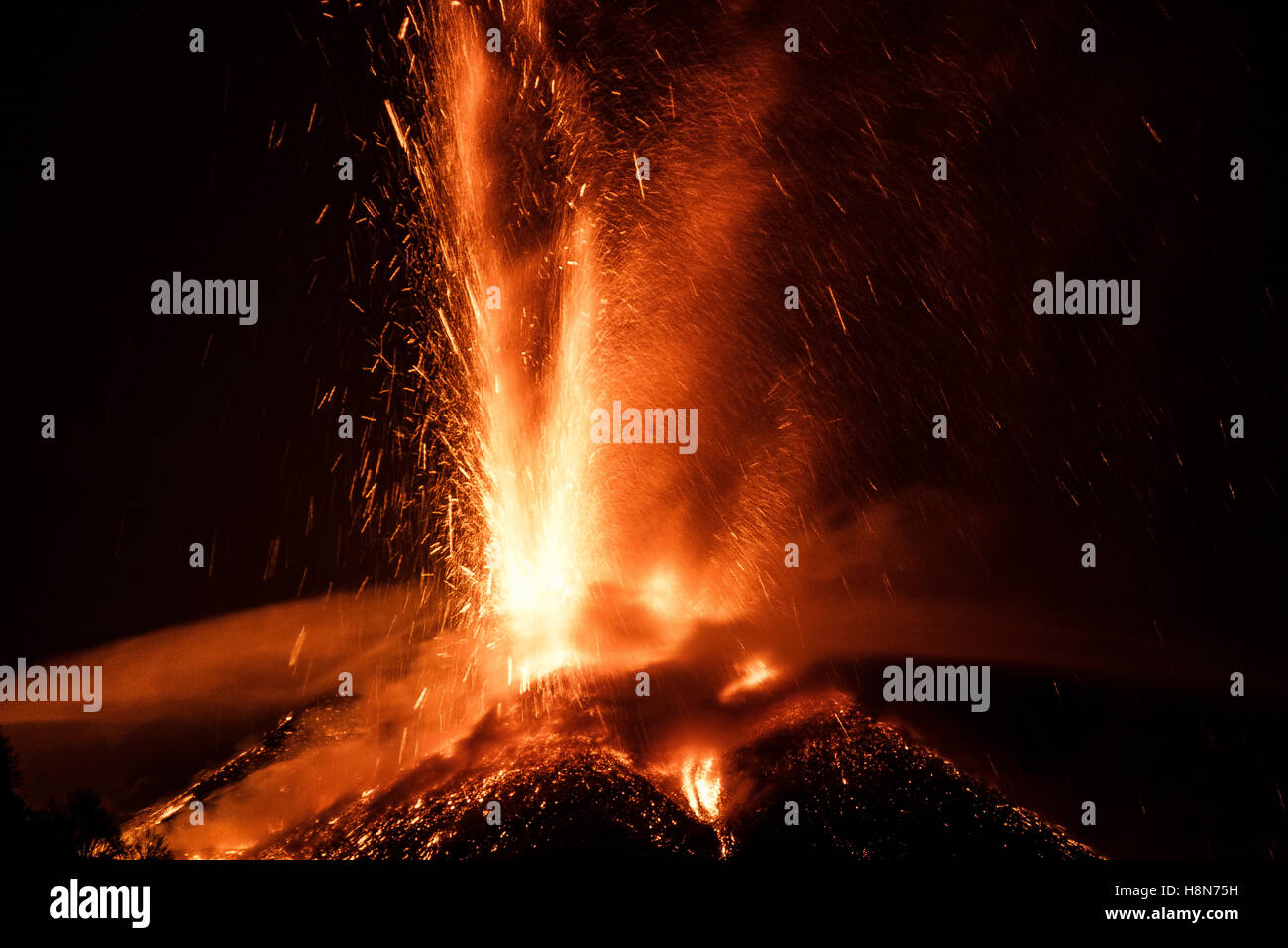 Eruption of March 2013 of Volcano Etna Stock Photo