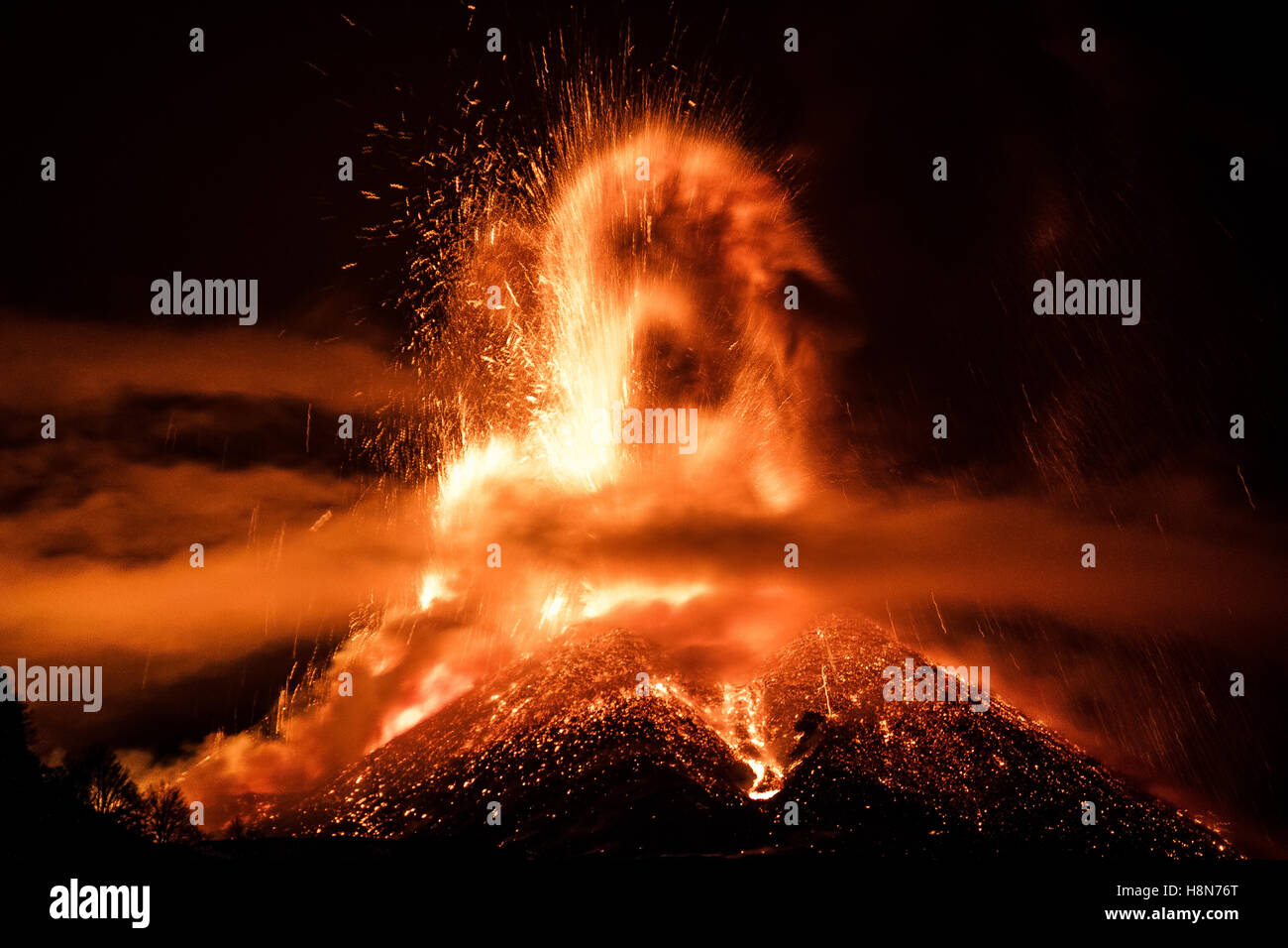 Eruption of March 2013 of Volcano Etna Stock Photo