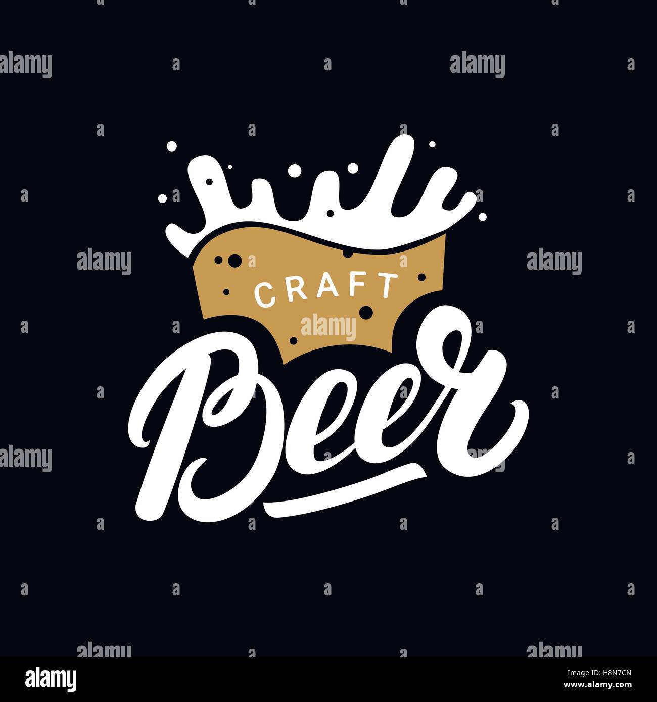 Craft beer hand drawn lettering logo, label, badge for bar, festival ...