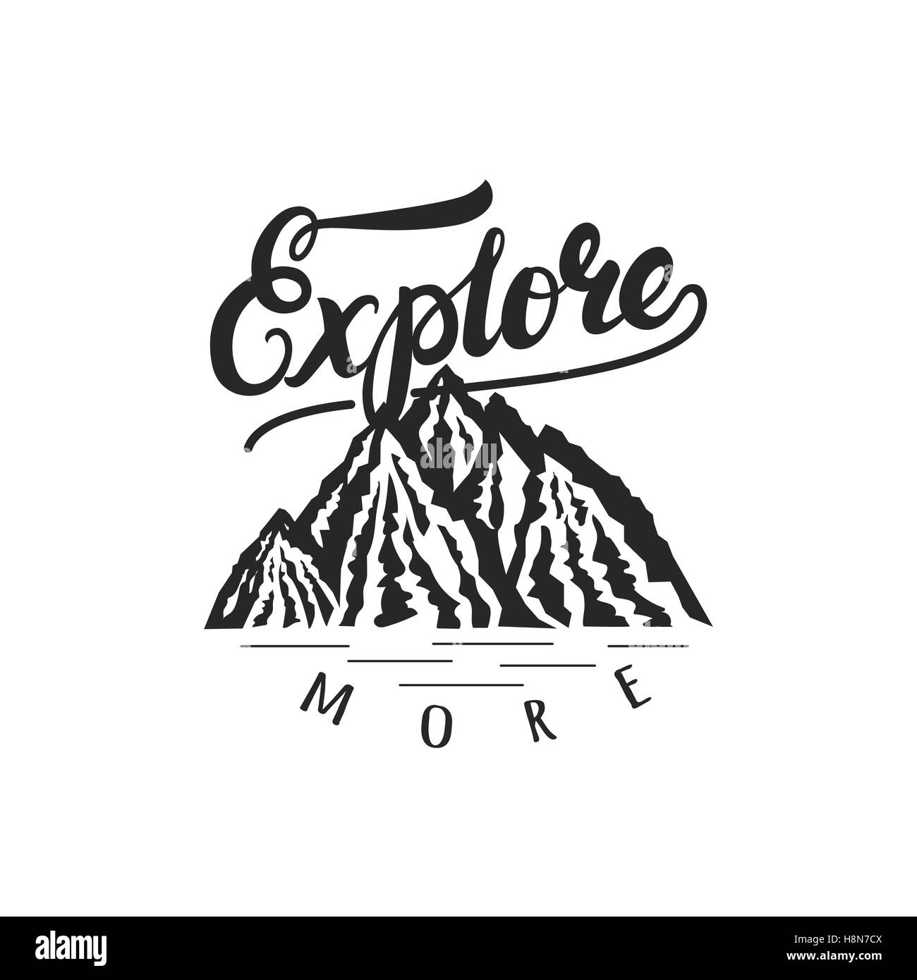 Explore More Hand Drawn Lettering Poster With Mountains Stock Vector