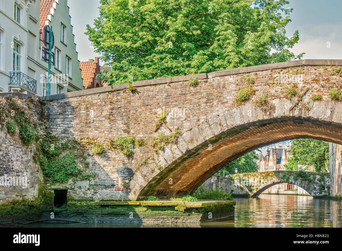 Bridges Over The Canal Bruges Belgium Stock Photo