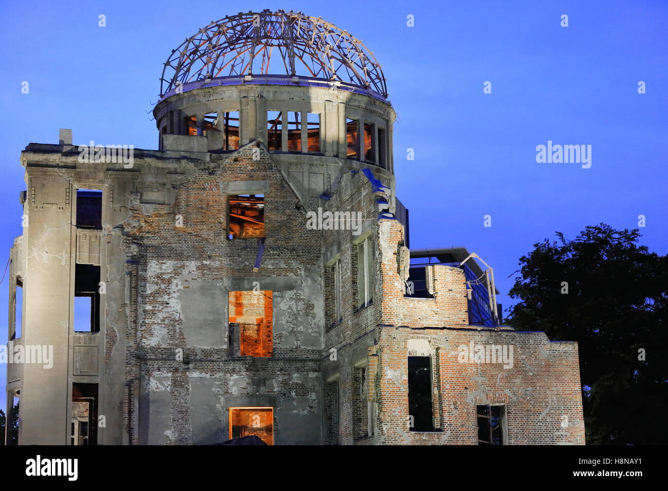 Hiroshima Peace Memorial or A-Bomb Dome or Genbaku Dome. Only structure left standing in the area where 1st.atomic bomb exploded Stock Photo