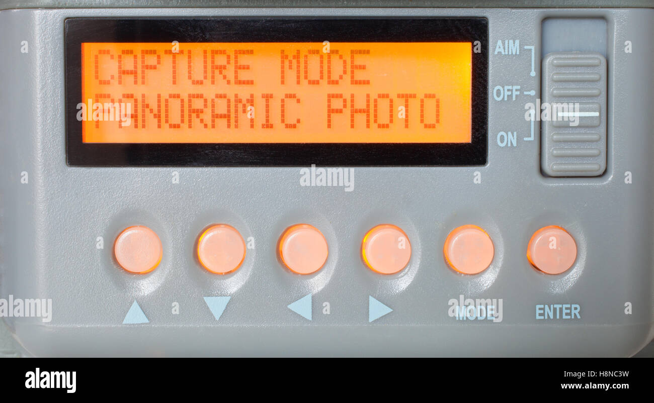 Backlit Game Control Panel Backlit game camera display that allows setting its capture mode Stock ...