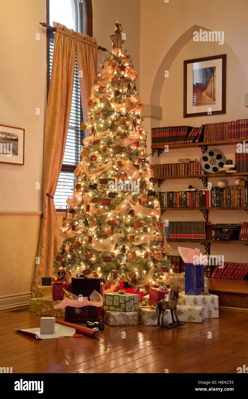 Christmas tree and presents Stock Photo