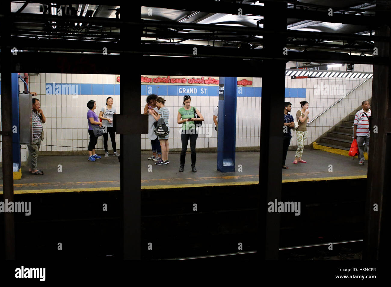 New York Subway station platform  ,  USA Stock Photo
