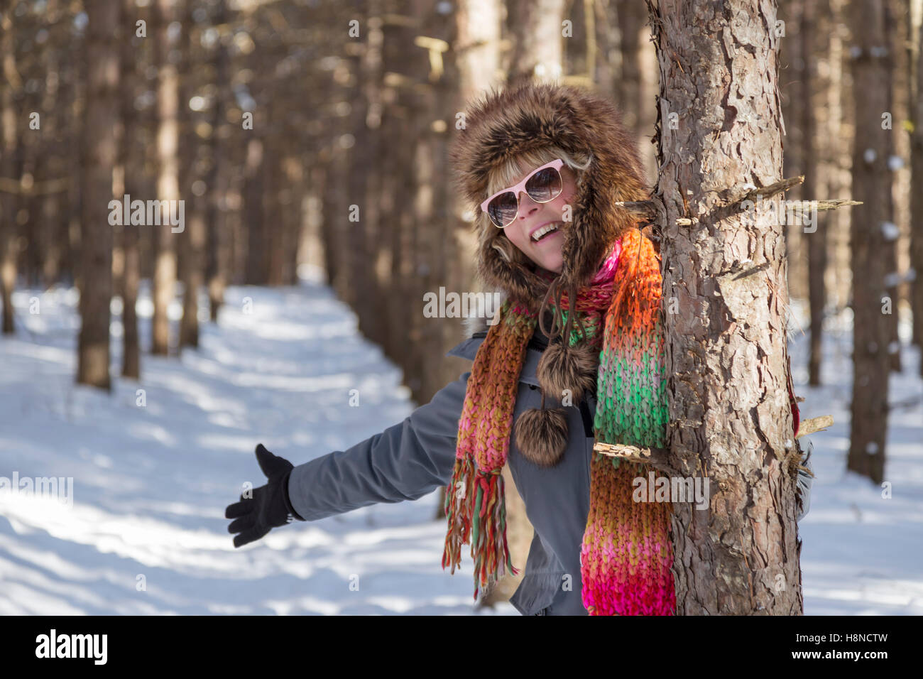 Portrait of woman in winter Stock Photo - Alamy