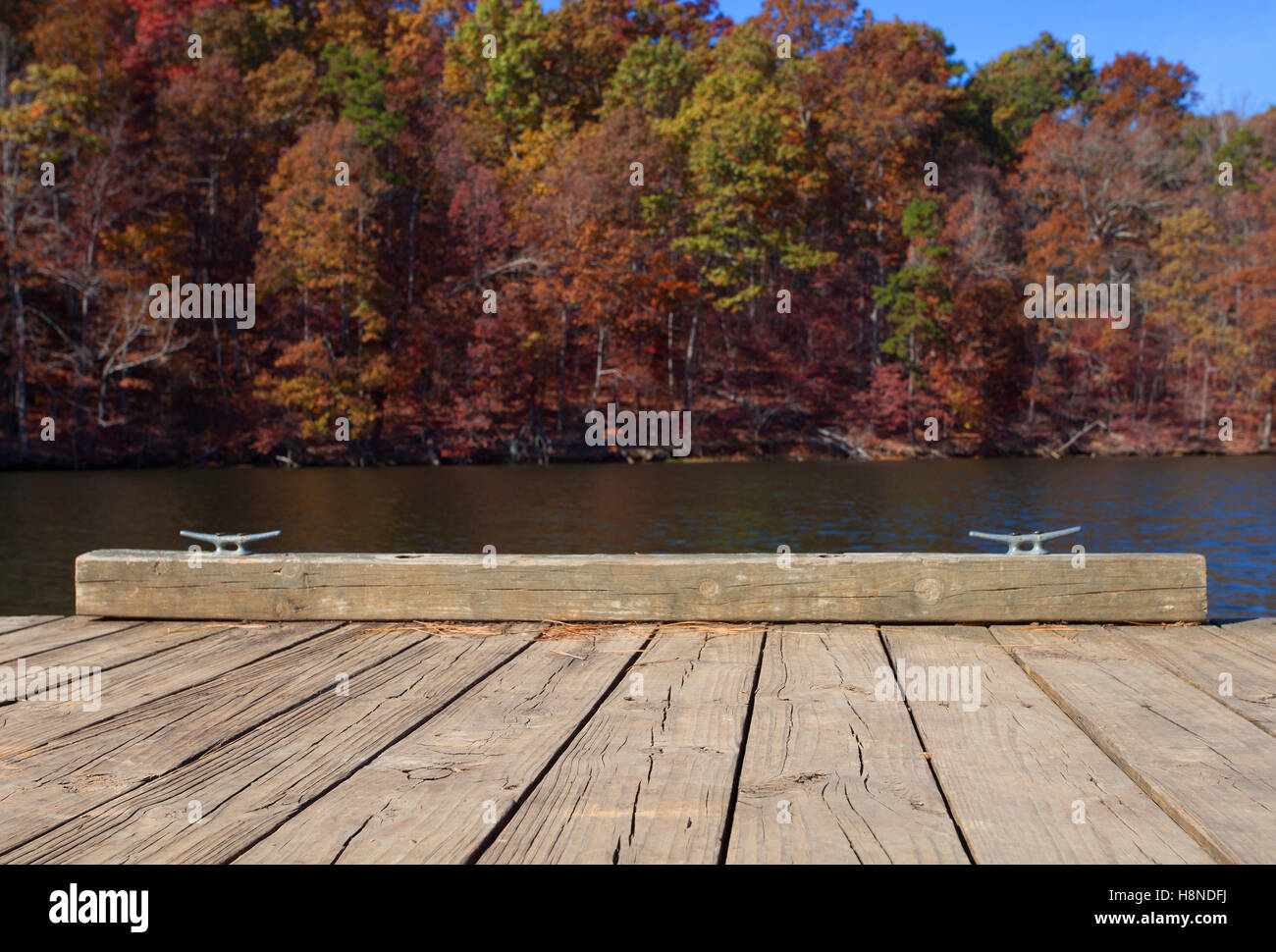 Place for boats to tie up on Badin Lake North Carolina Stock Photo Alamy