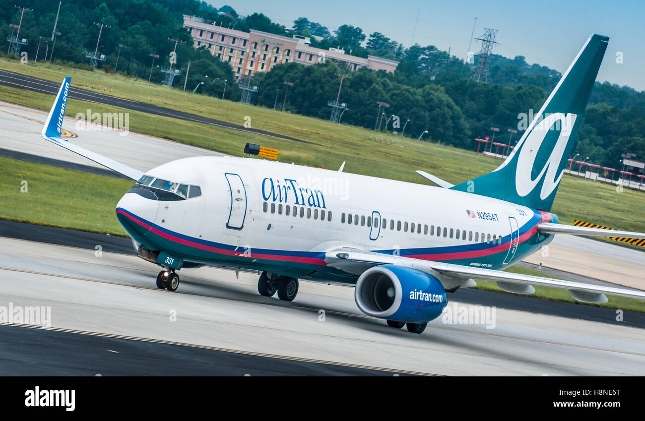 AirTran Airways was a low-cost airline, originally headquartered in Orlando, FL, which was later acquired by Southwest Airlines. Stock Photo