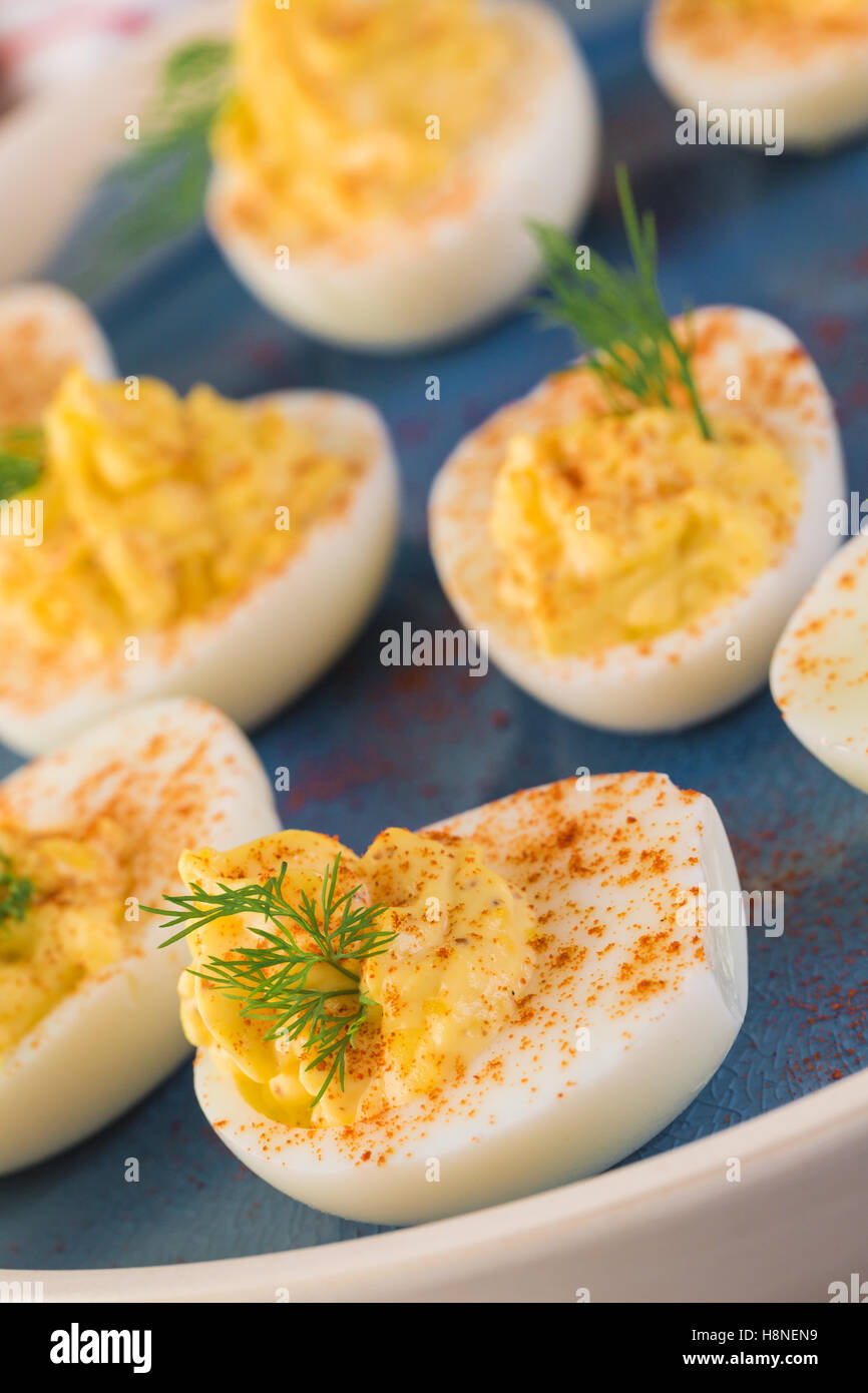 Deviled eggs garnished with fresh dill Stock Photo Alamy